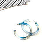 grey blue 2" hoop earrings
