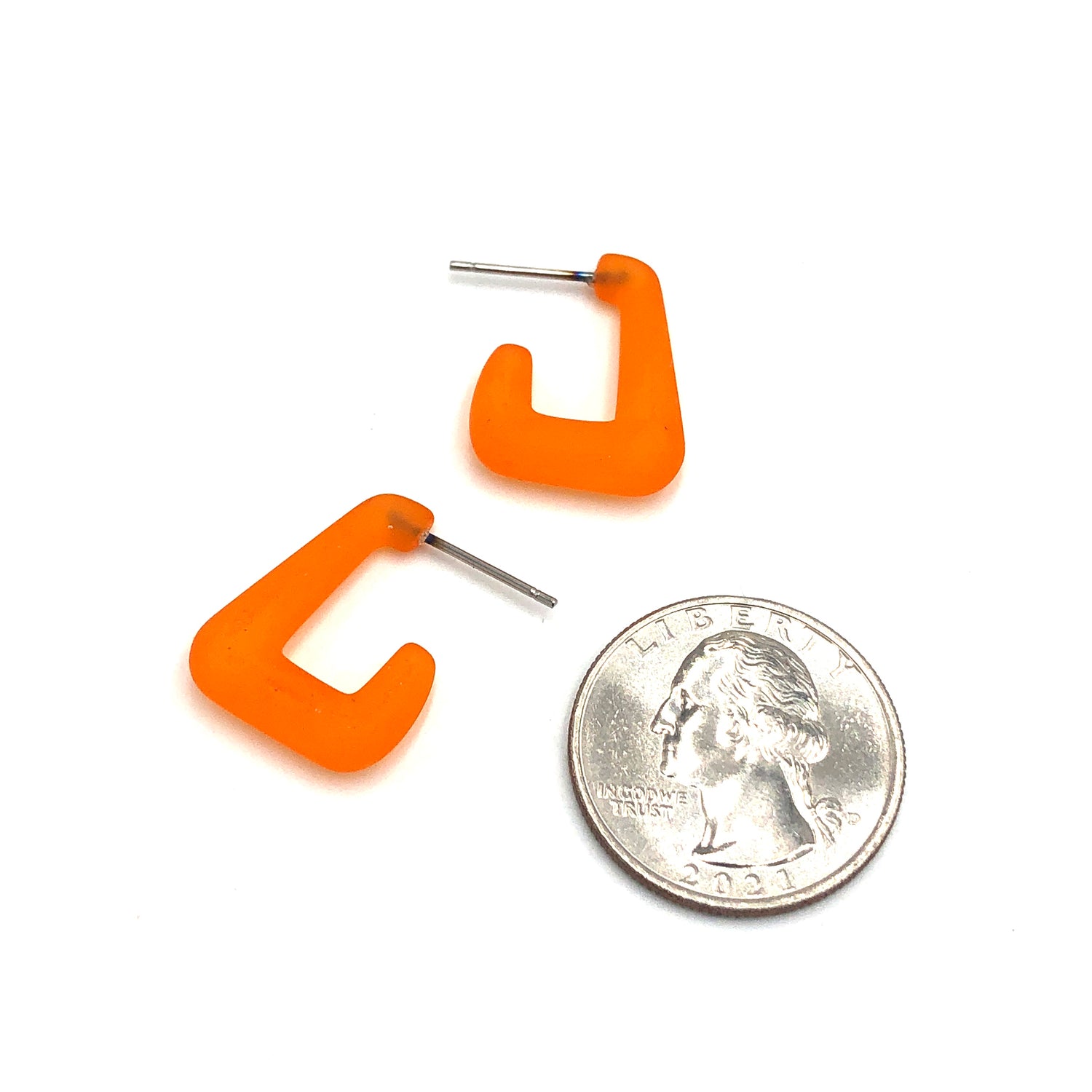 orange geometric earrings