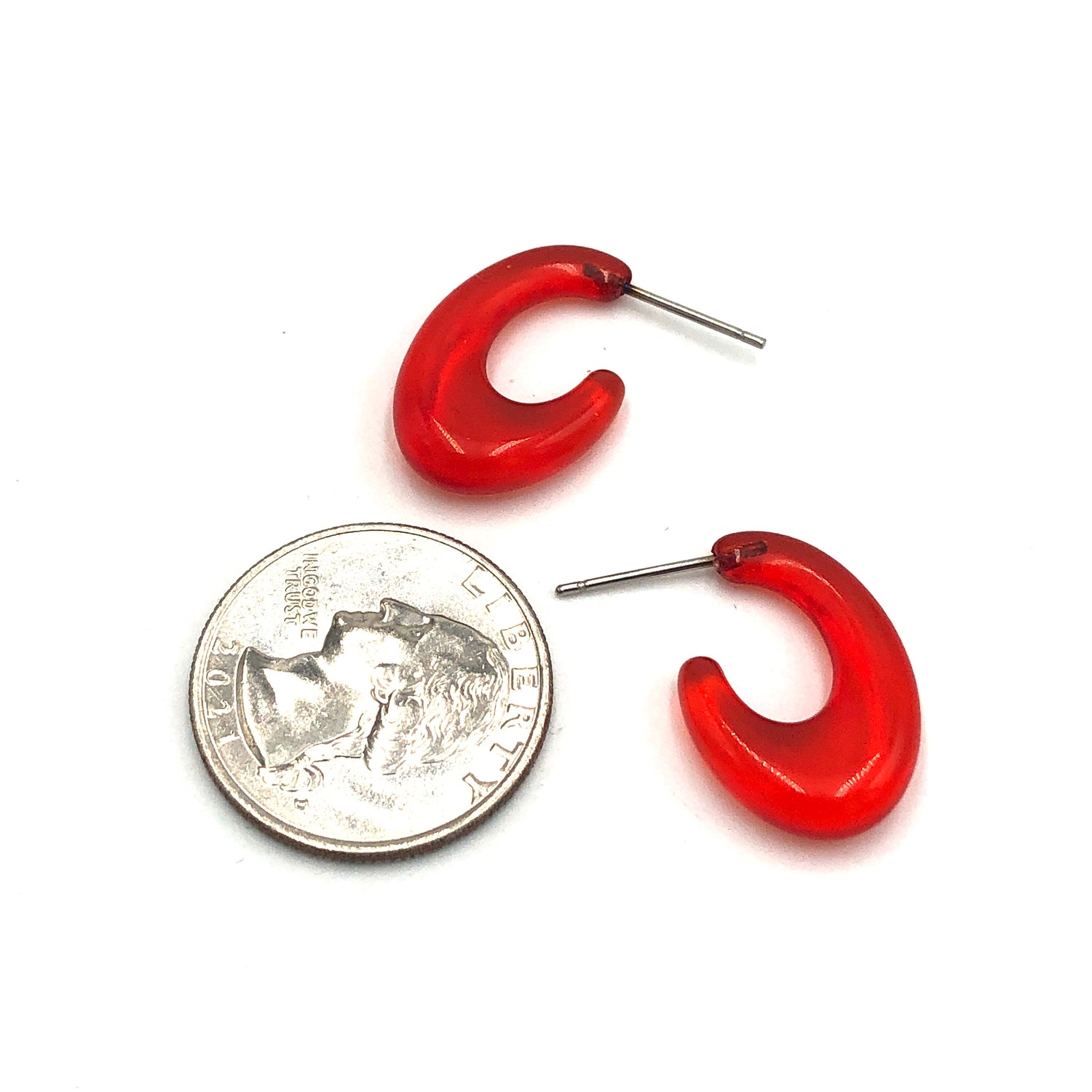 red lucite hoops