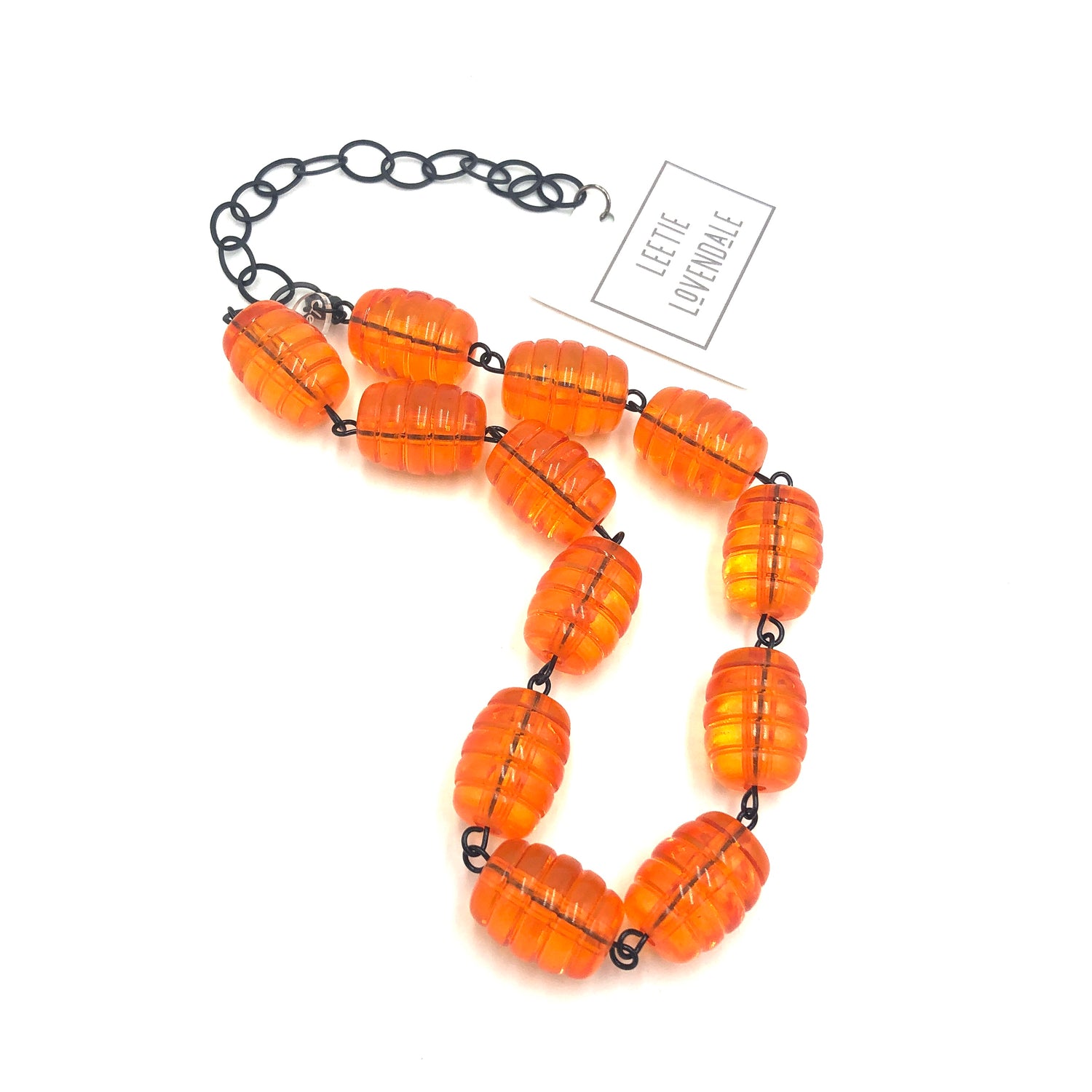 bright orange beaded necklace