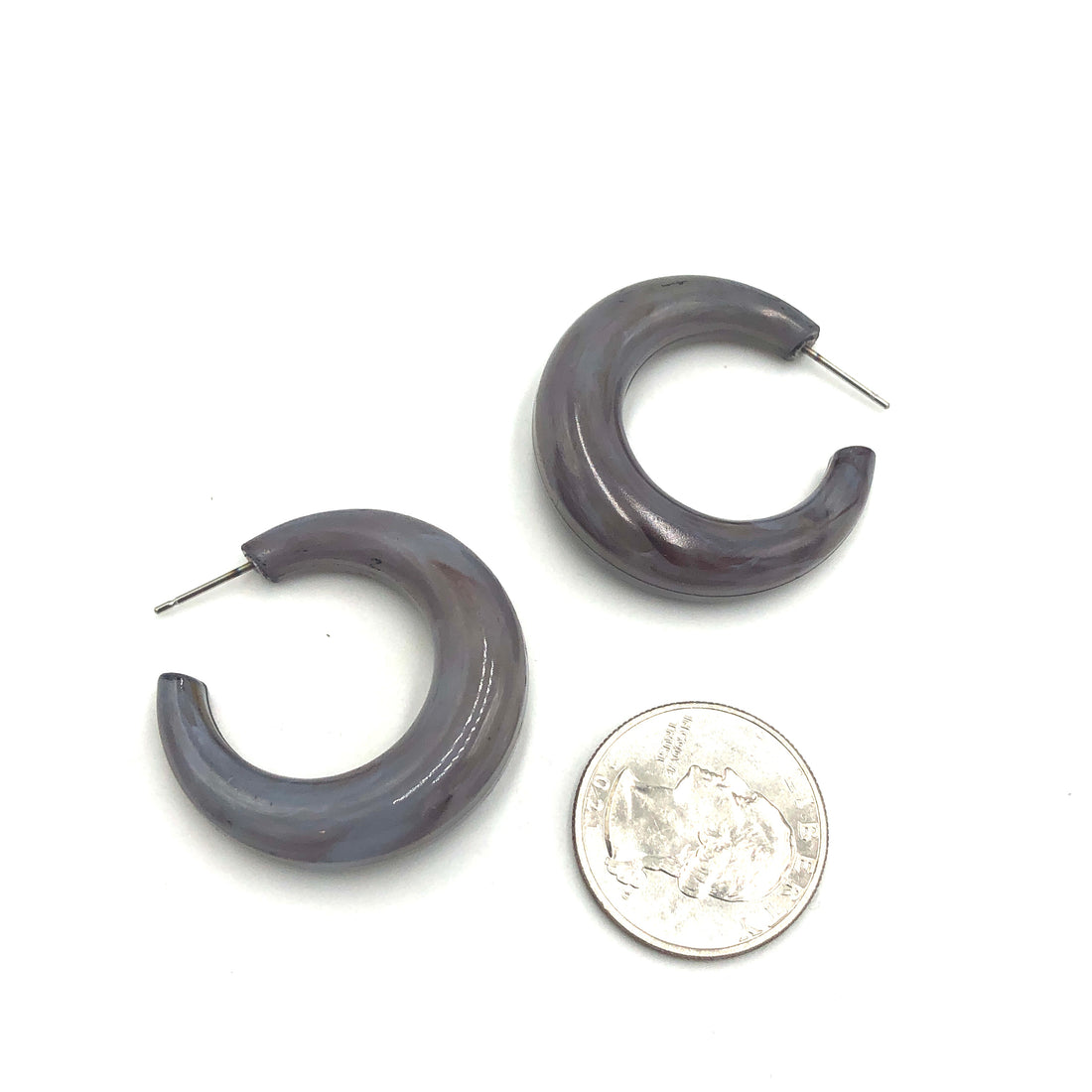 grey marbled hoop earrings