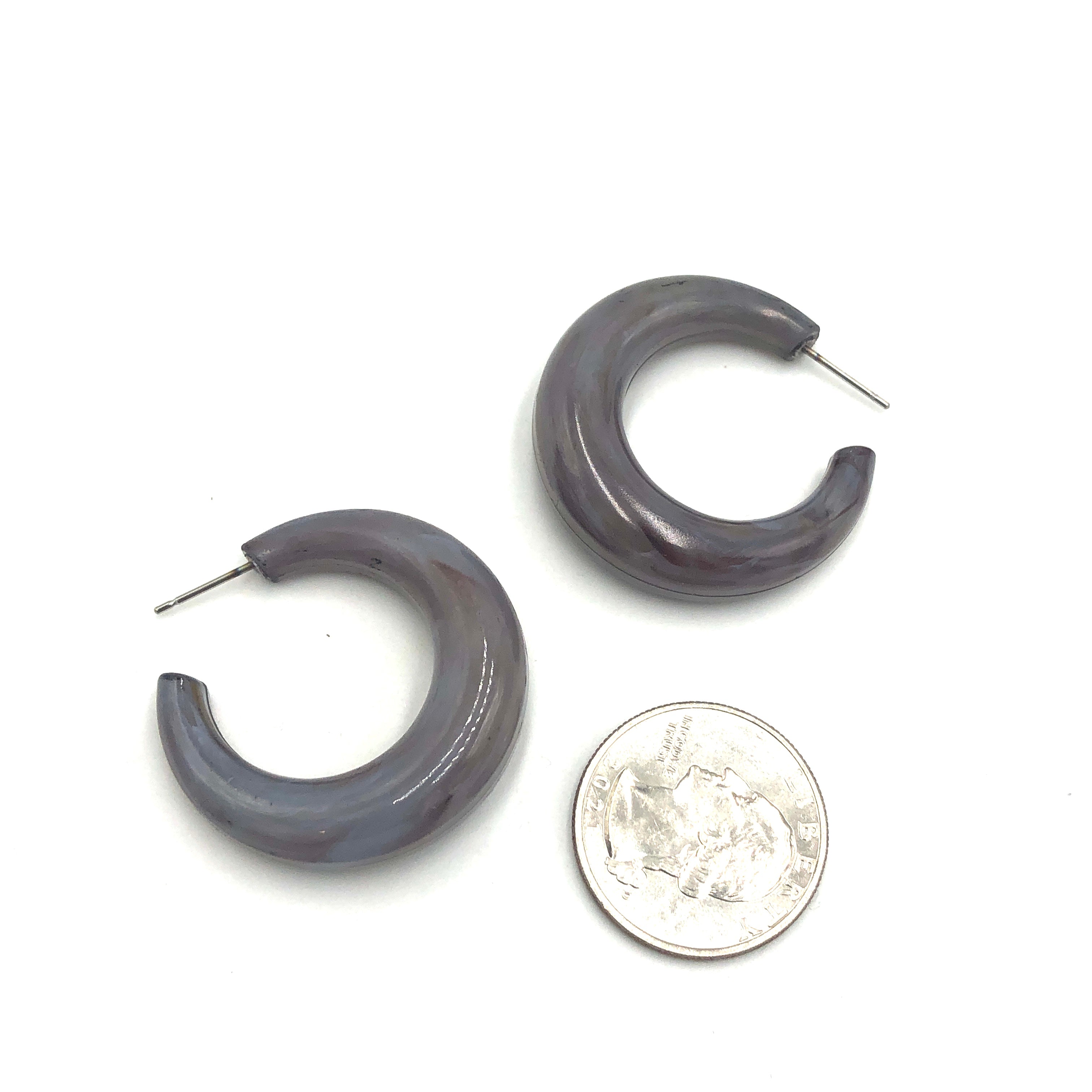grey marbled hoop earrings