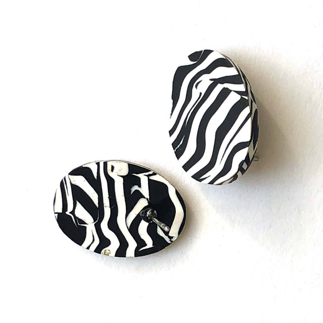 zebra stud earrings