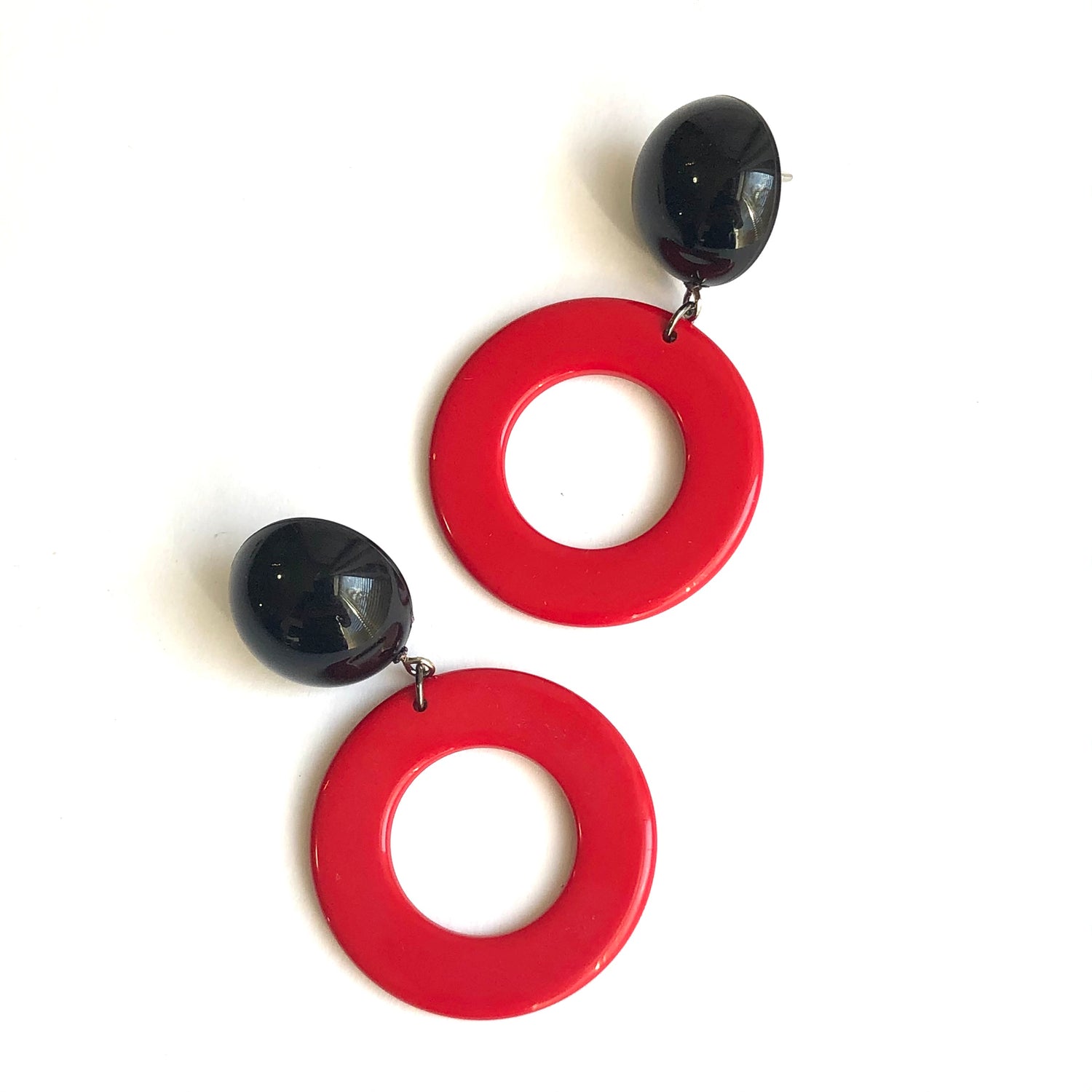 Cherry Red & Black Donut Drop Earrings – Leetie Lovendale