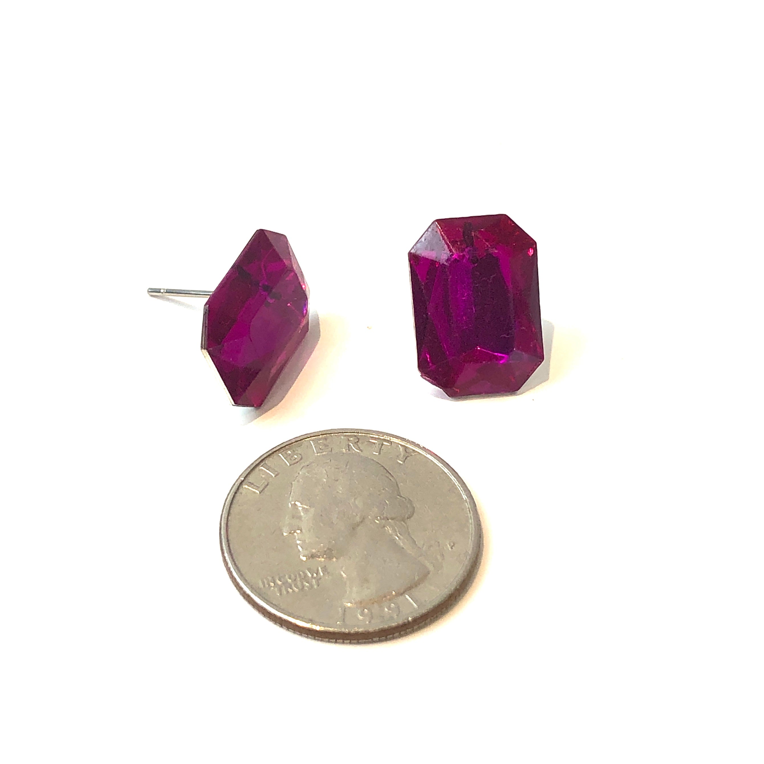 hot pink faceted earrings
