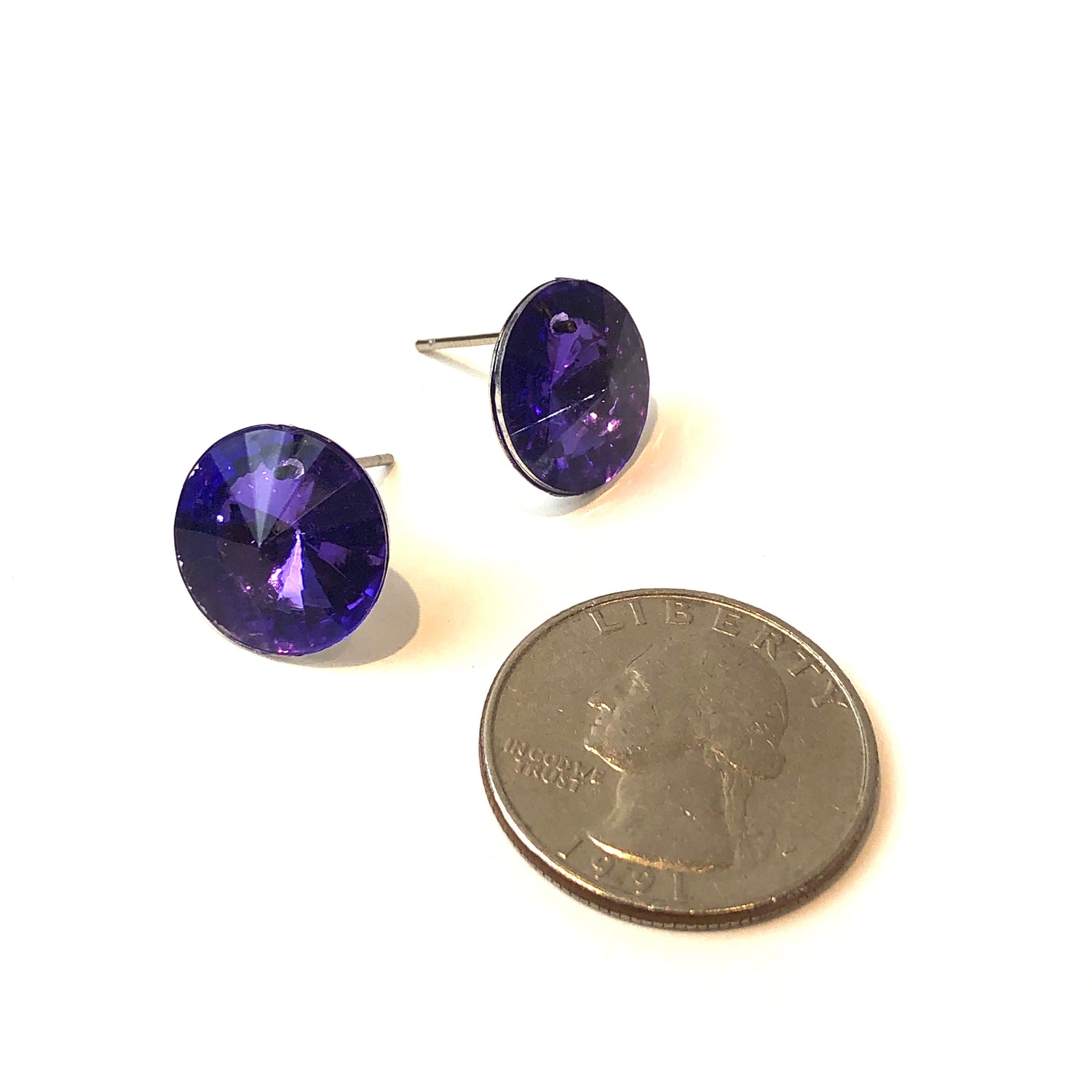 bright purple stud earrings