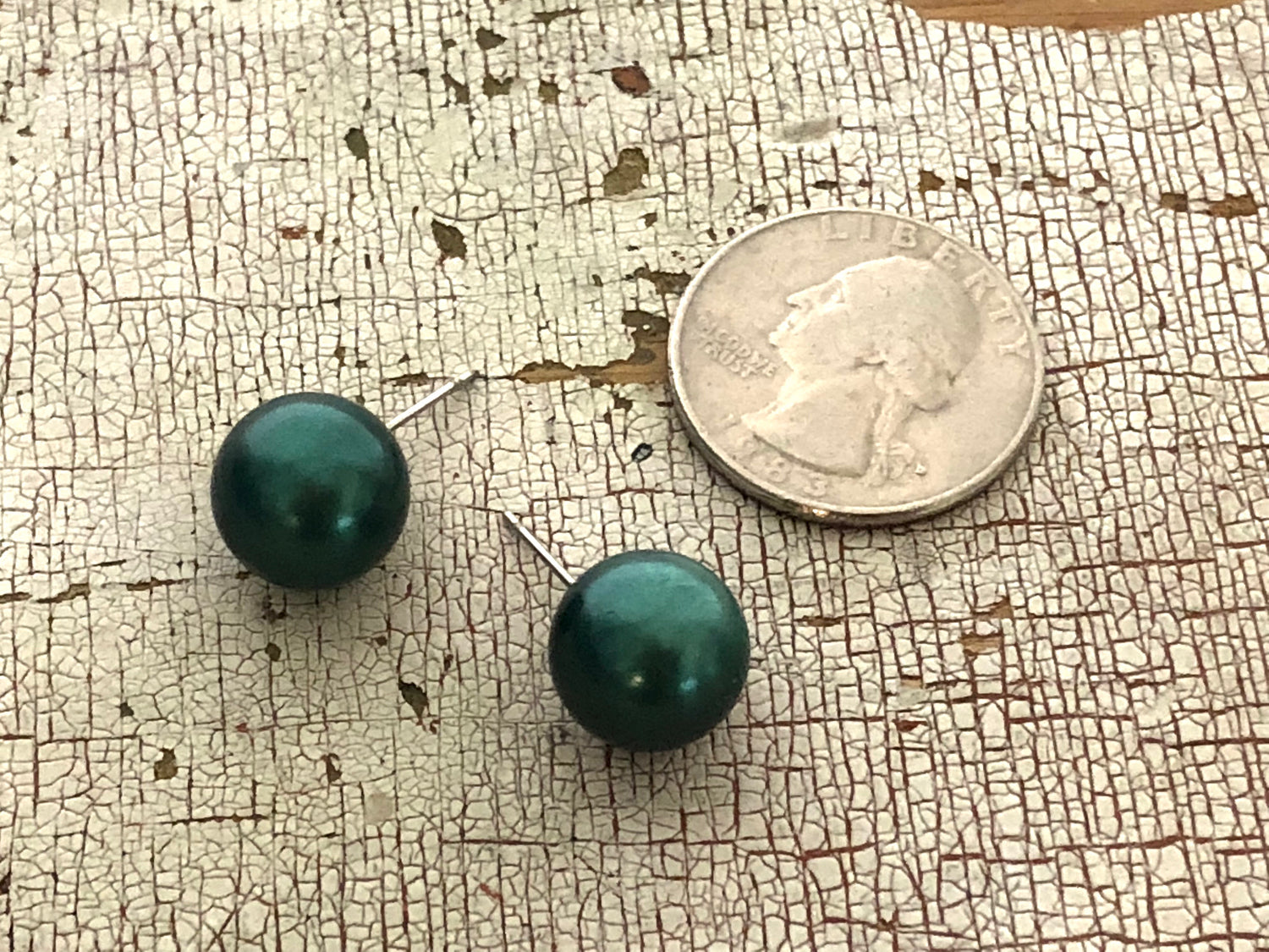 metallic green earrings