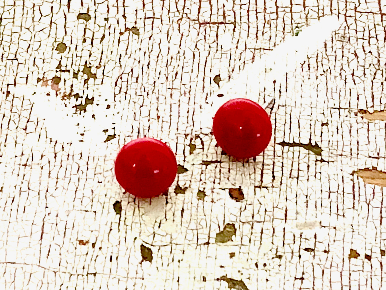 cherry red stud earrings