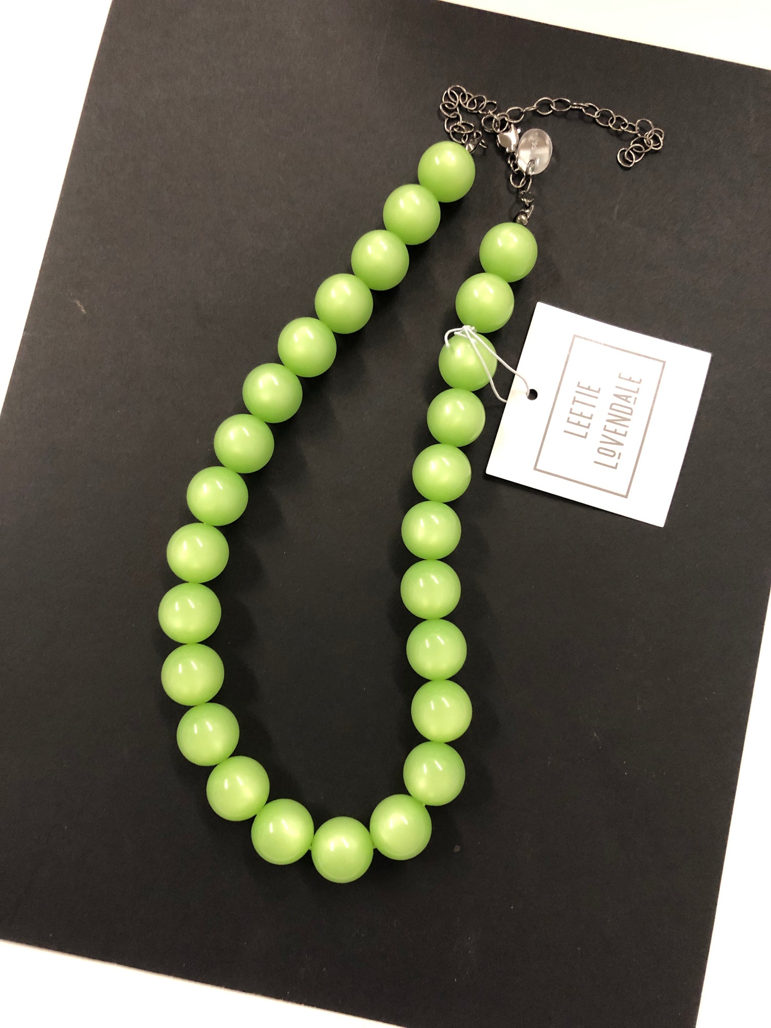 Lime Green Moonglow Bead Marco Necklace