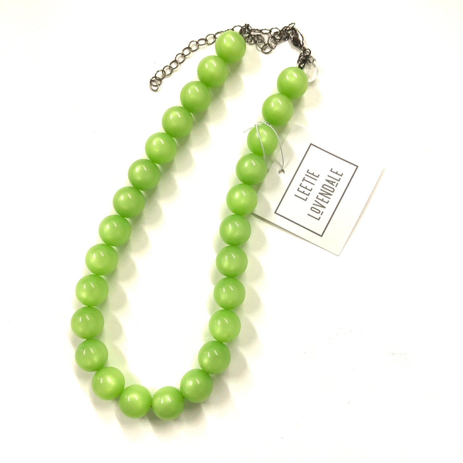 Lime Green Moonglow Bead Marco Necklace
