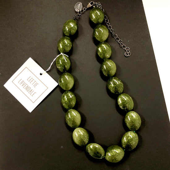 Evergreen Glitter Bead Marco Necklace *