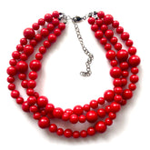 multi strand necklace red