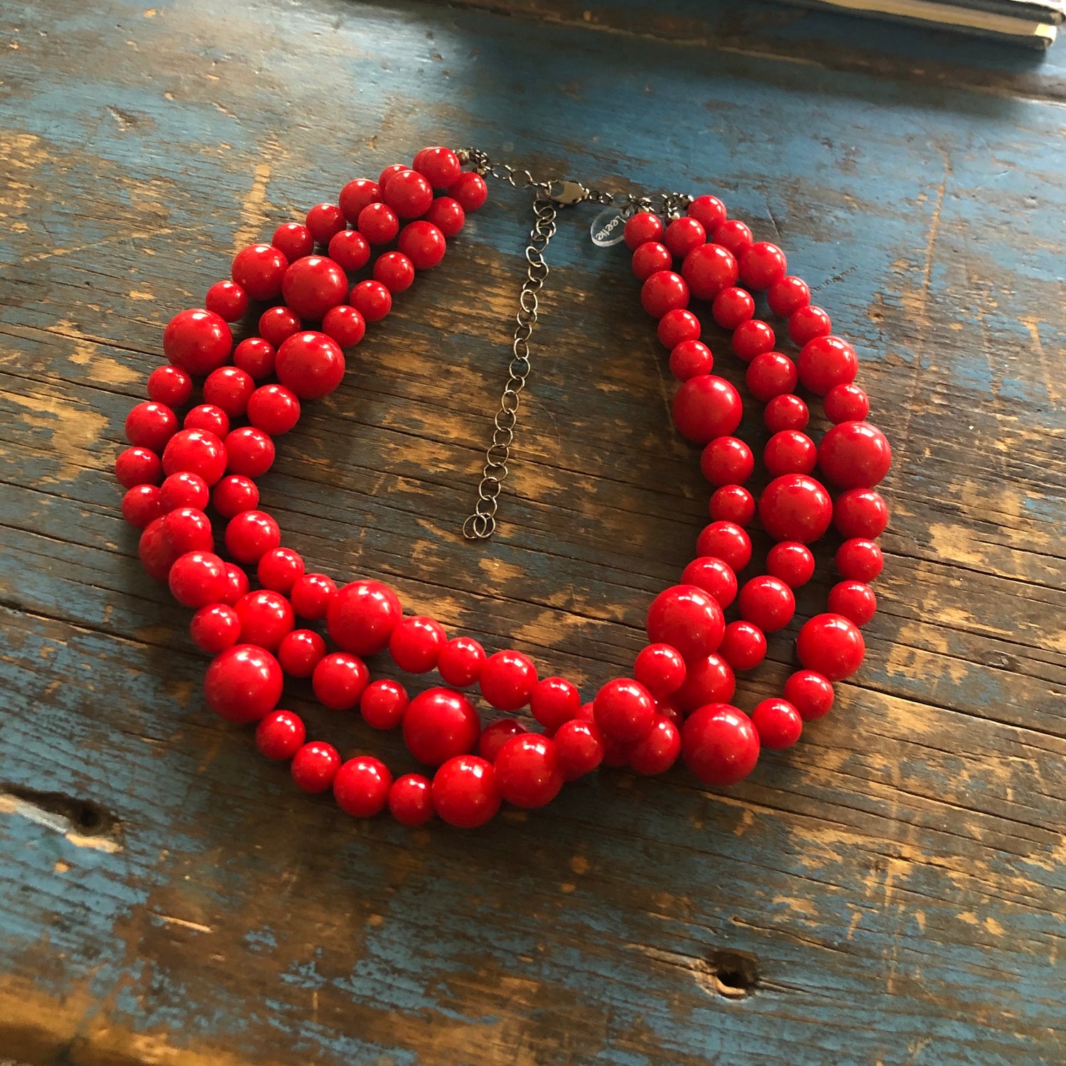 vintage lucite necklace red