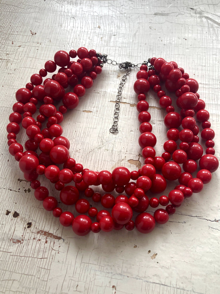 red vintage necklace