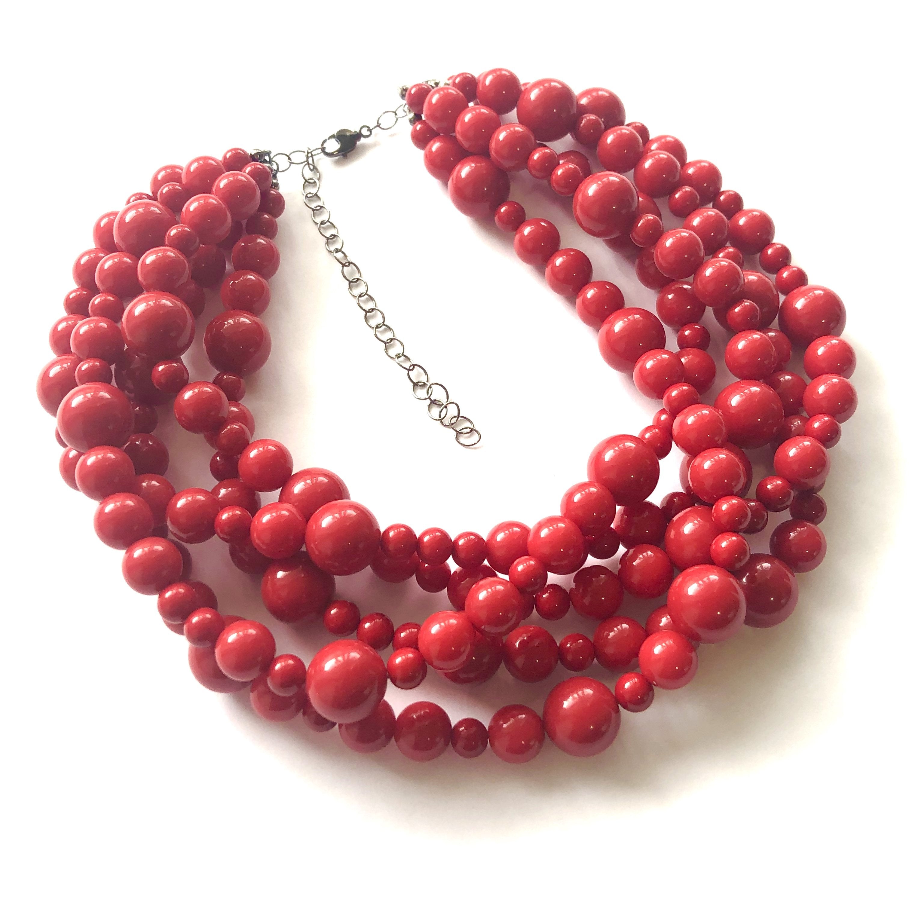 bright red beaded necklace