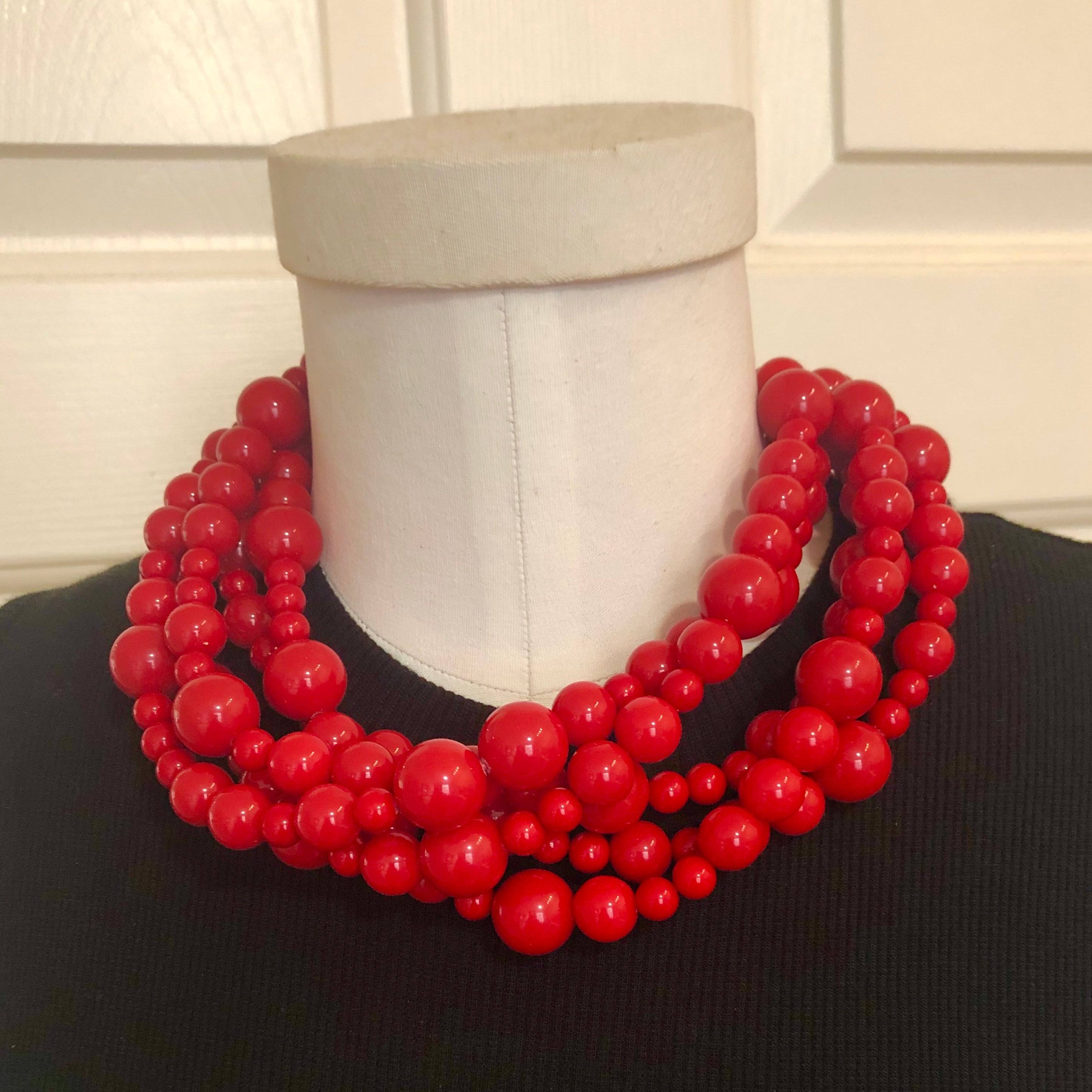 red lucite statement necklace