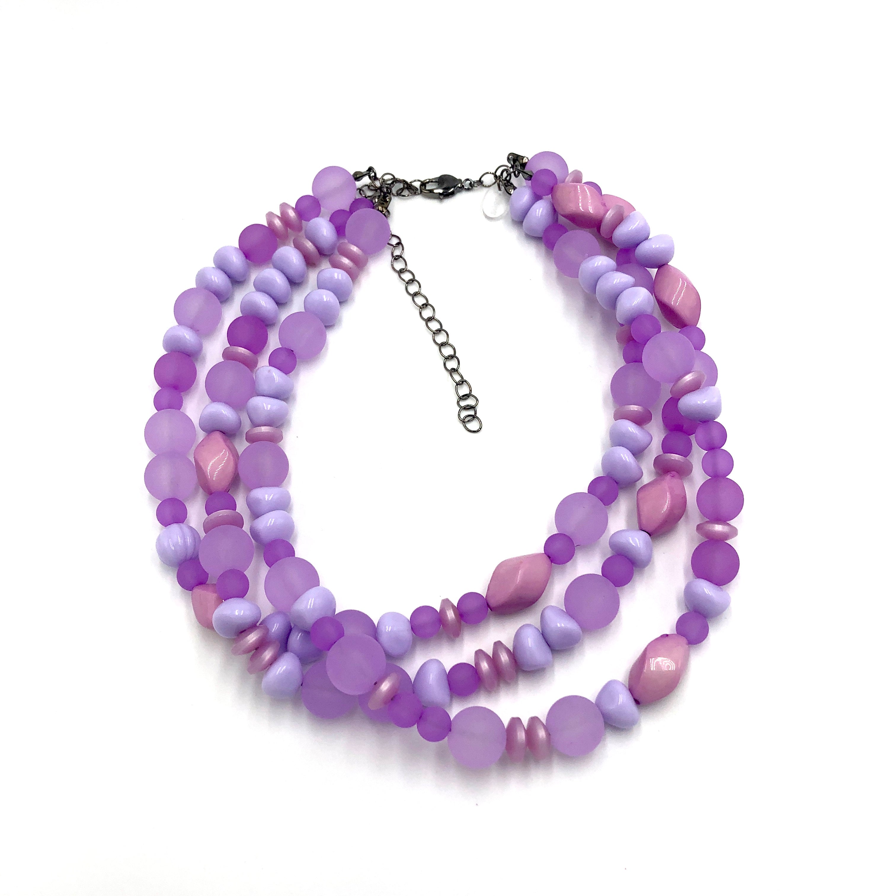 purple frosted beads necklace