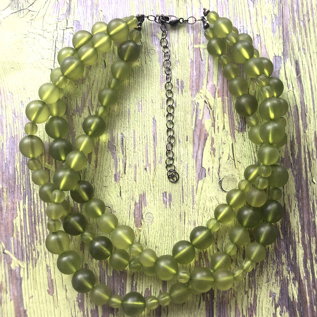 lime green beaded necklace