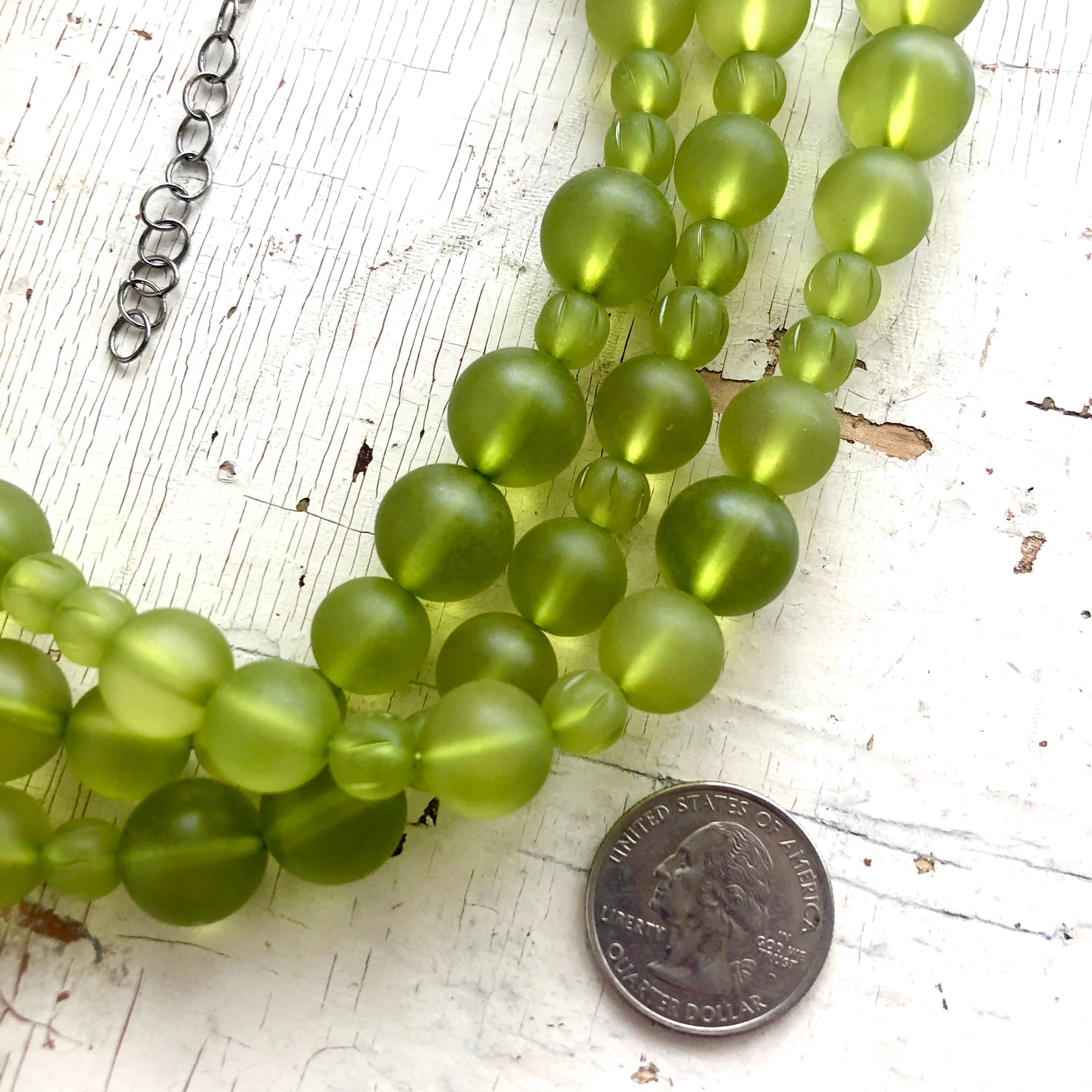 frosted green vintage beads