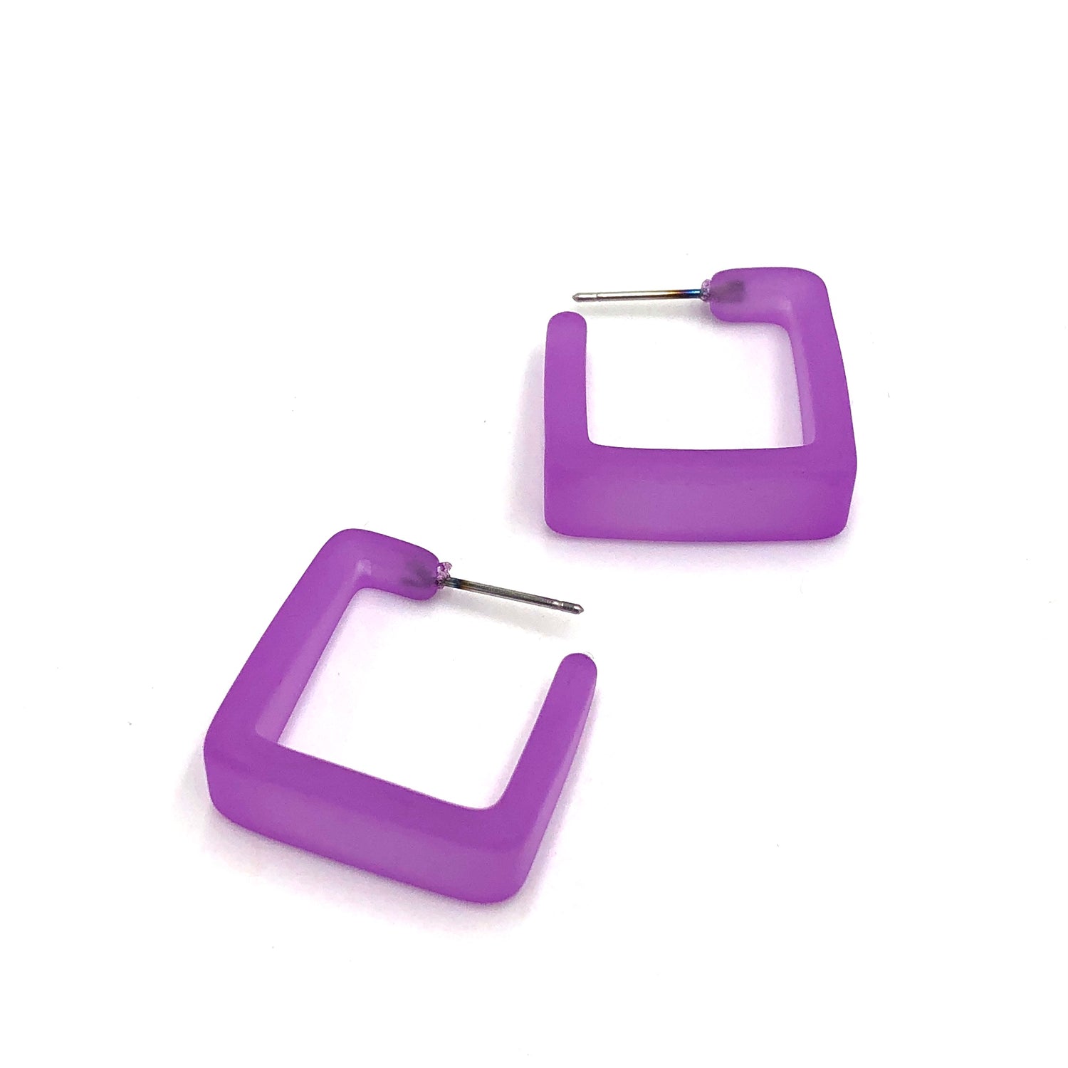 Lilac Frosted Cubist Hoop Earrings