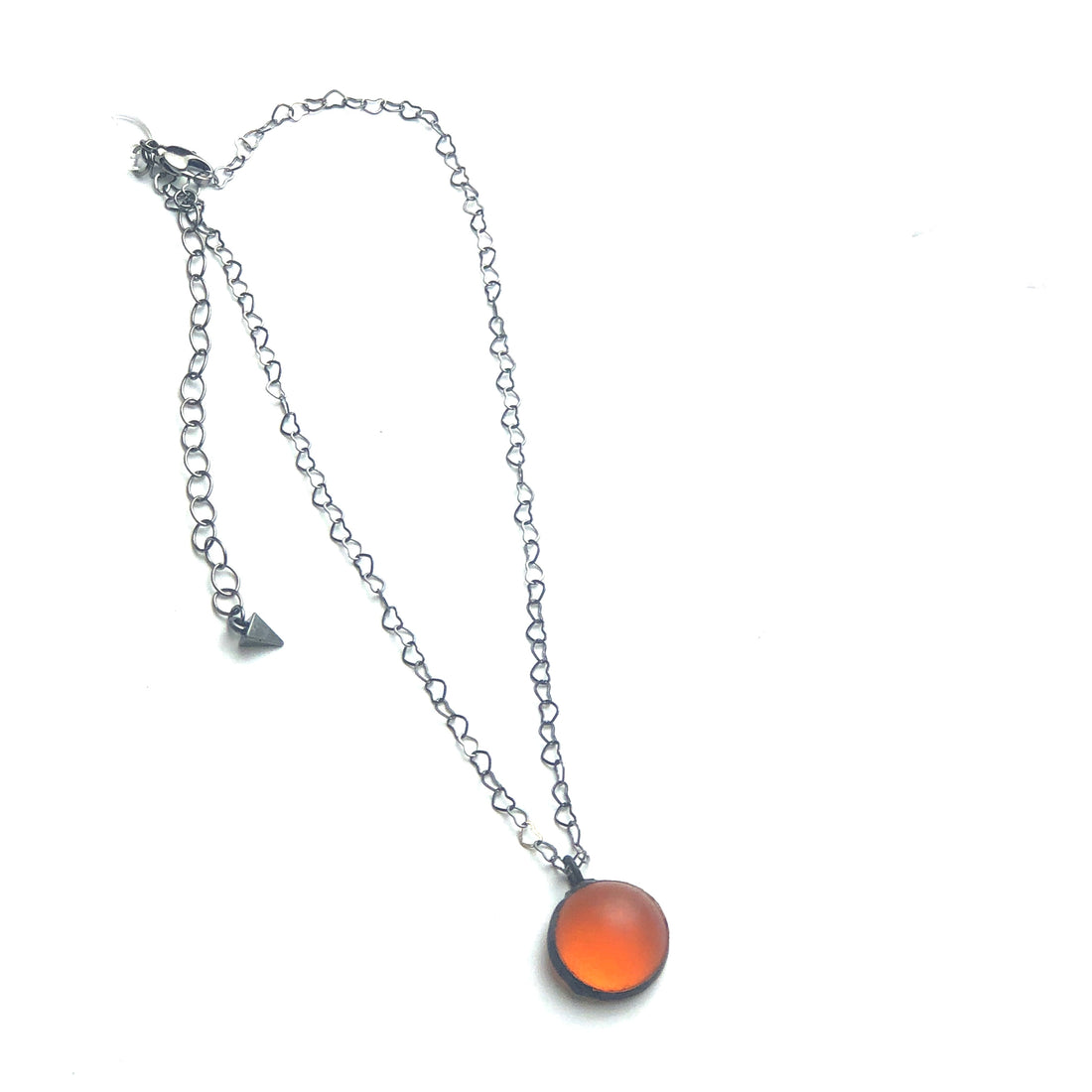 Orange Frosted  &amp; Gun Metal Layering Necklace - Shortie