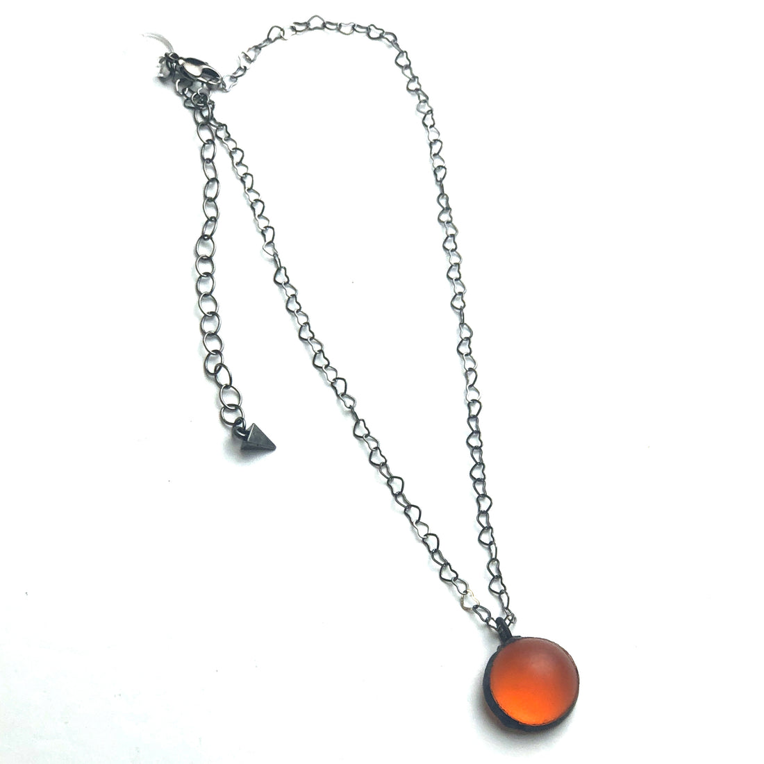 Orange Frosted  &amp; Gun Metal Layering Necklace - Shortie