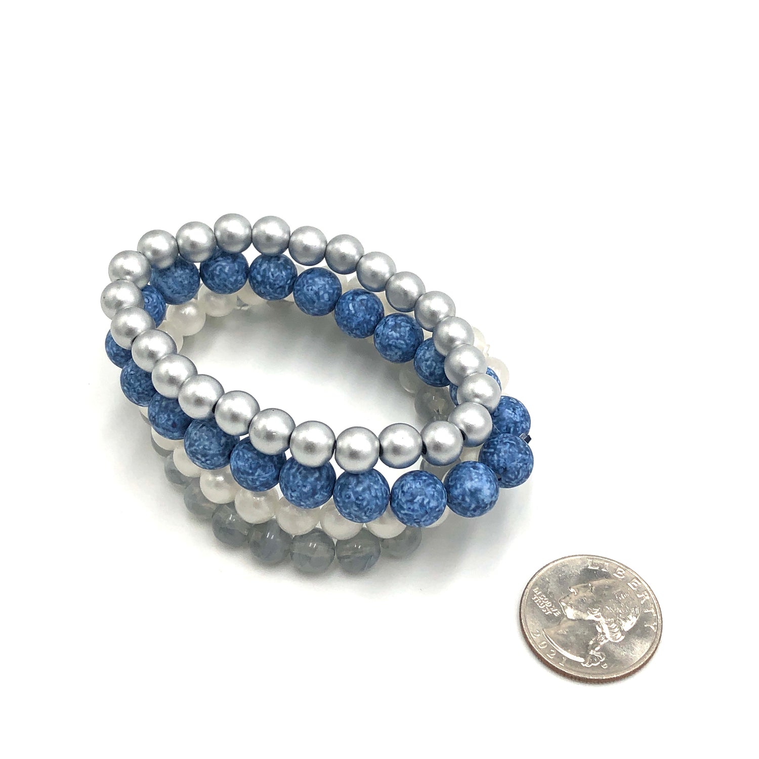 silver &amp; blue bracelets