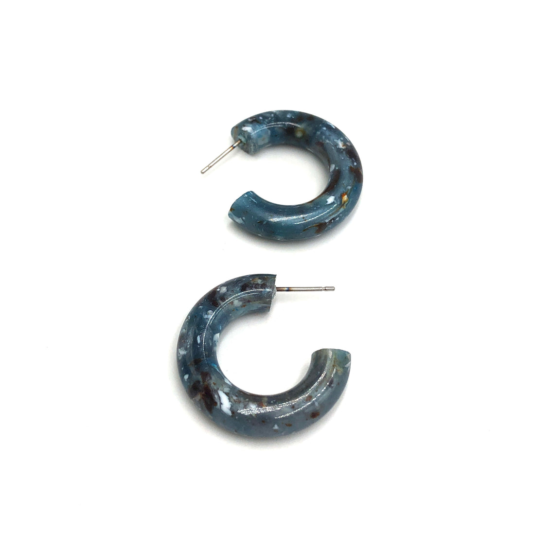 Midnight Slate Granite Tube Hoop Earrings *