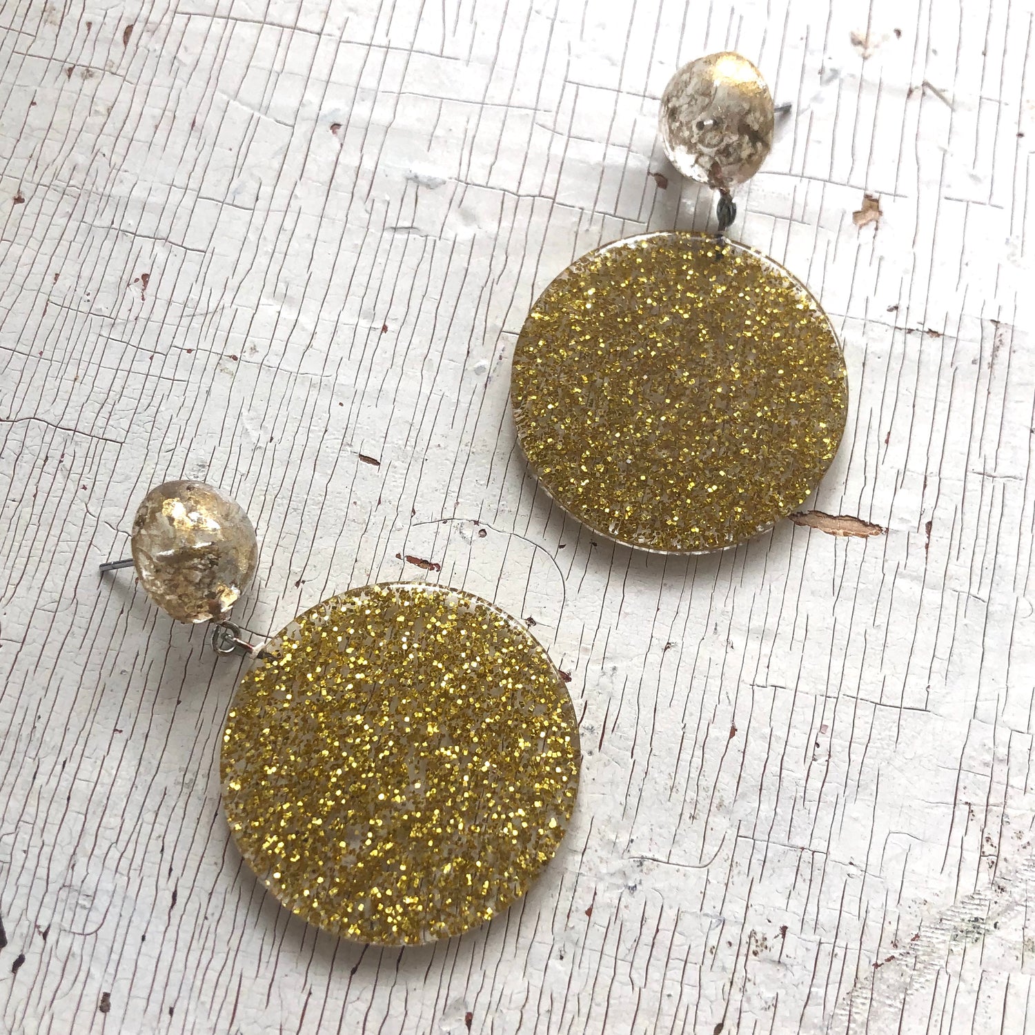 metallic gold statement earrings