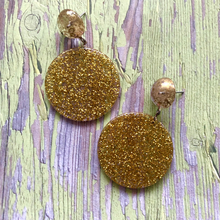 gold mercury glass earrings