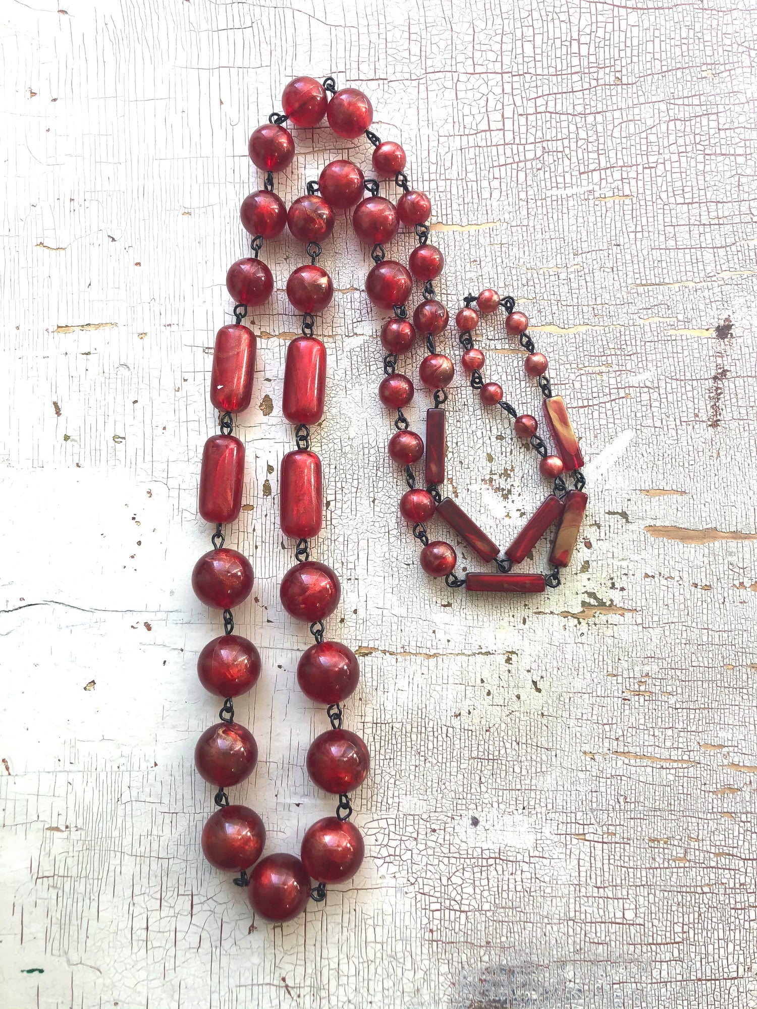 red gold luster necklace