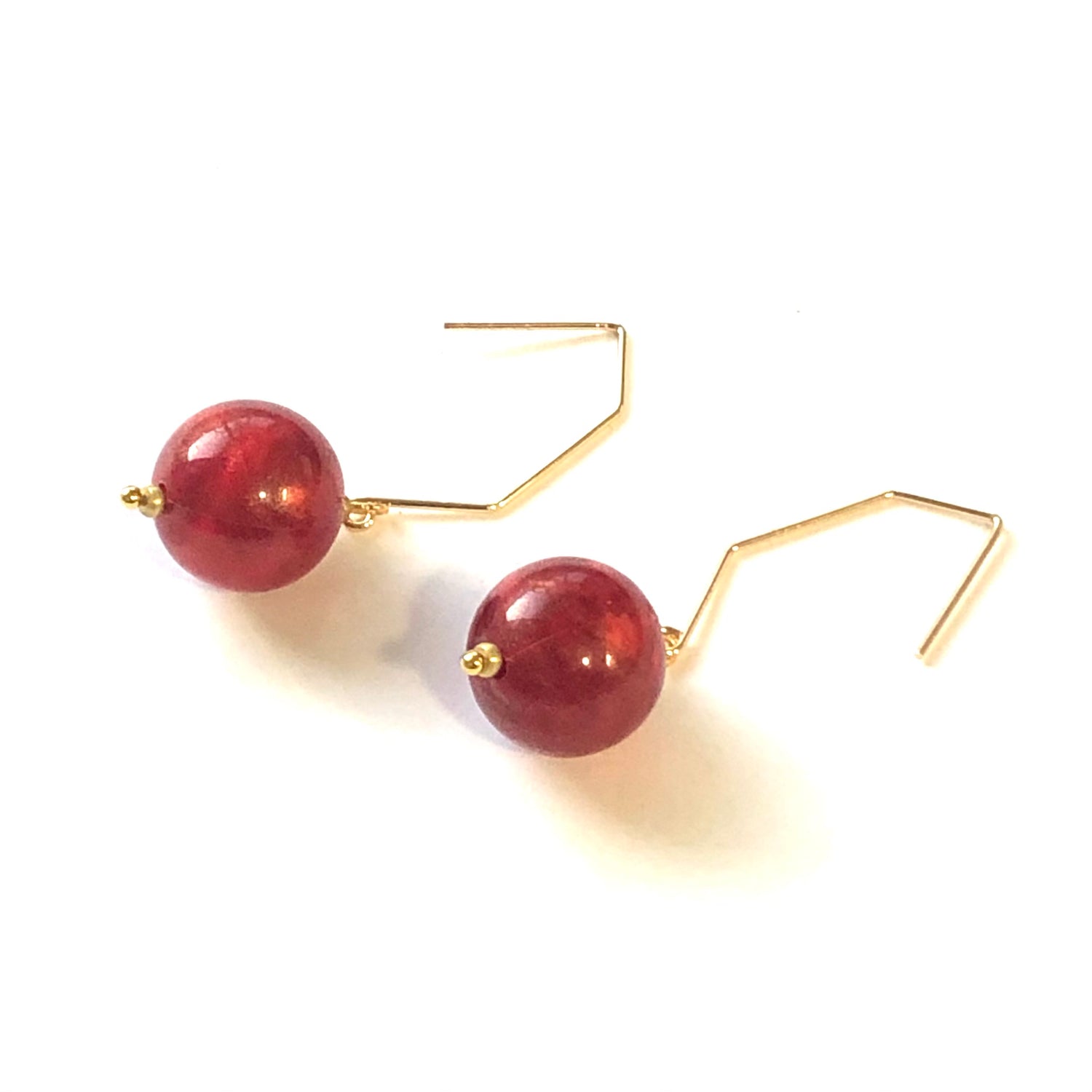 gold red earrings