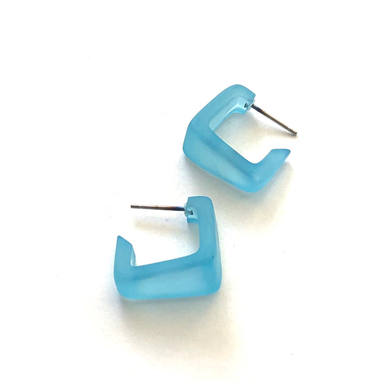 turquoise square hoops