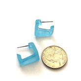 small square earrings blue