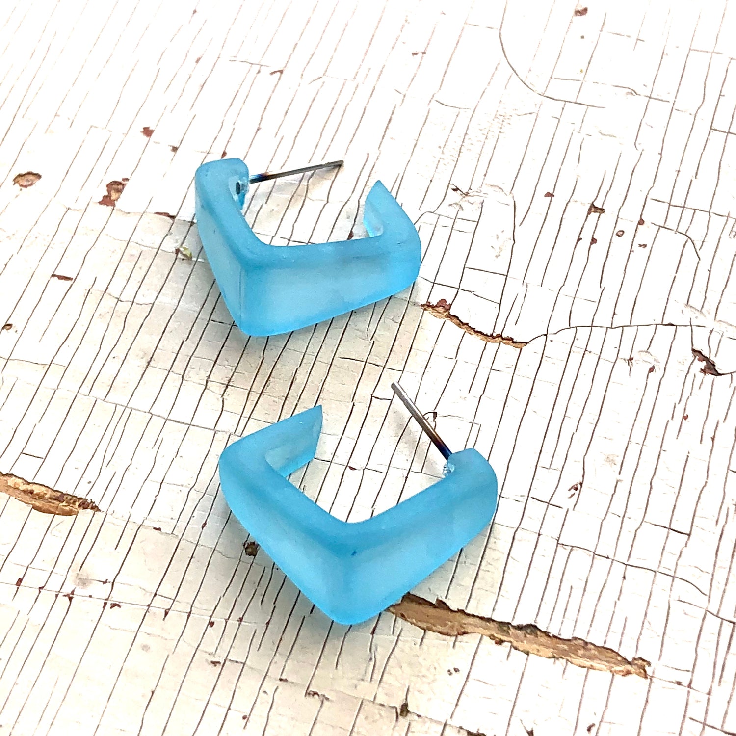turquoise square hoops