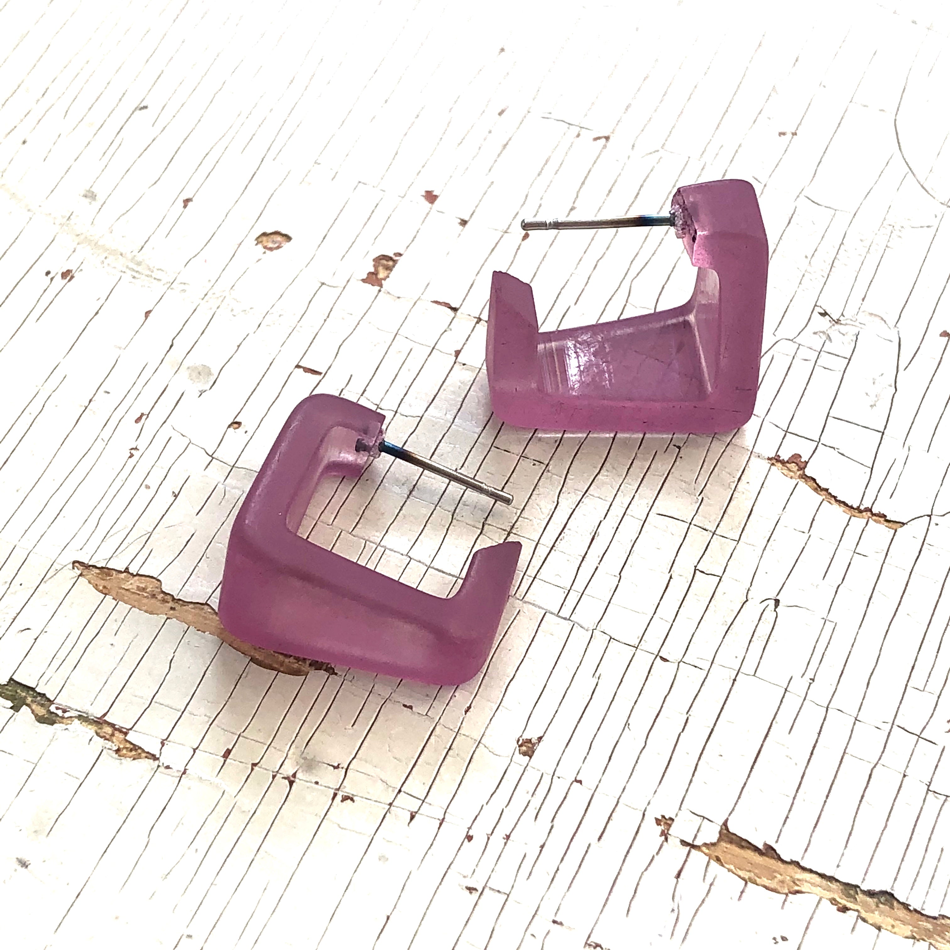 purple square earrings