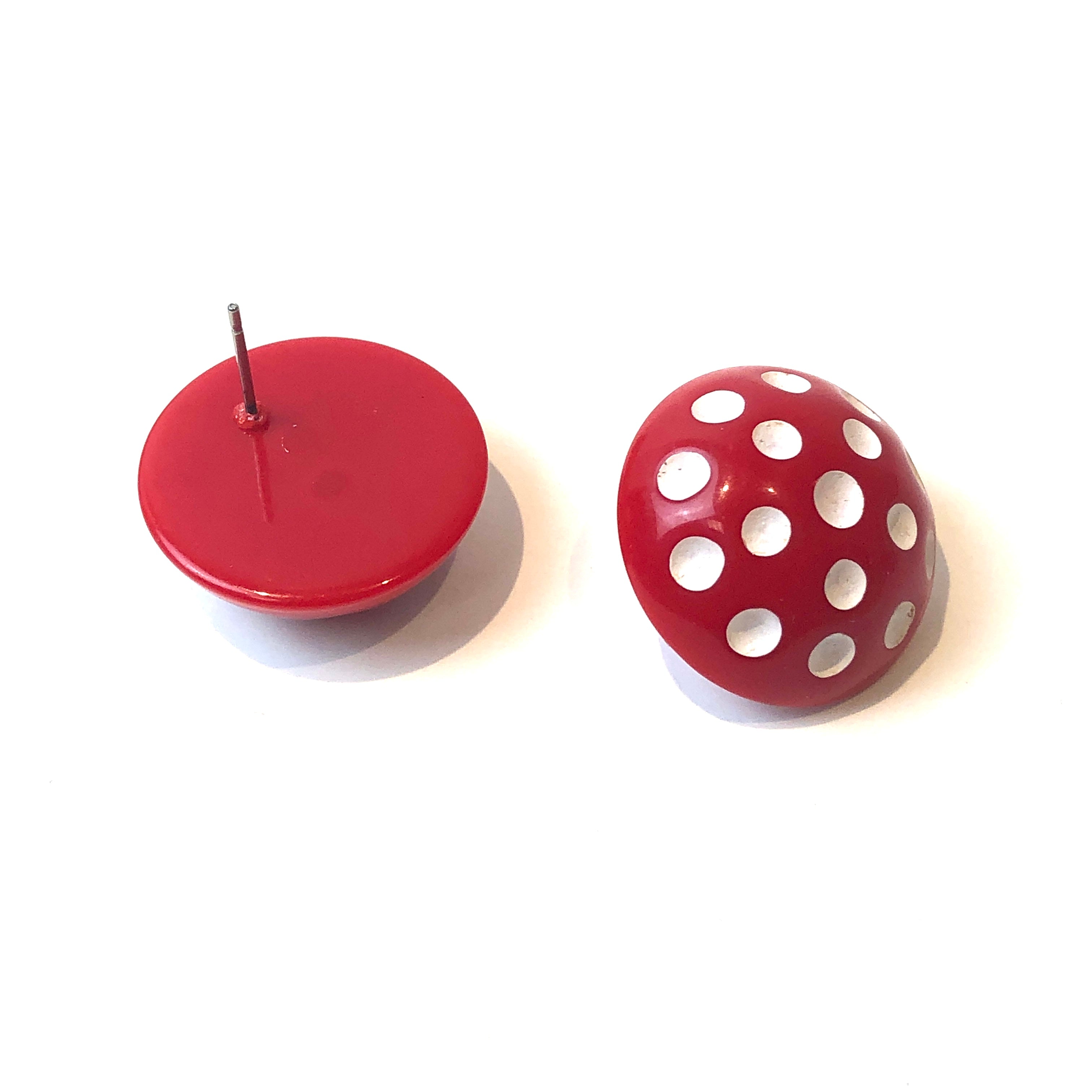 retro button earrings red