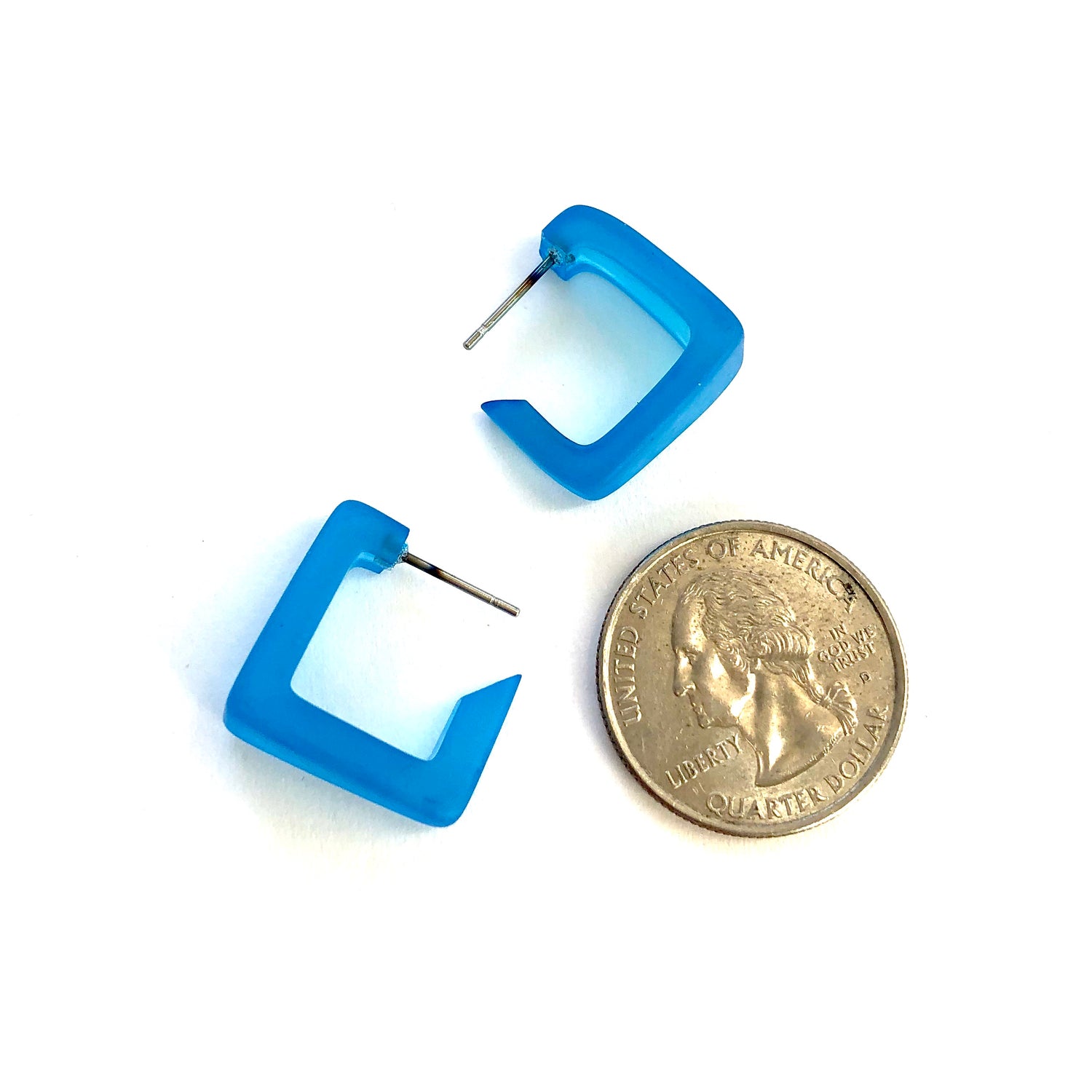 blue square earrings