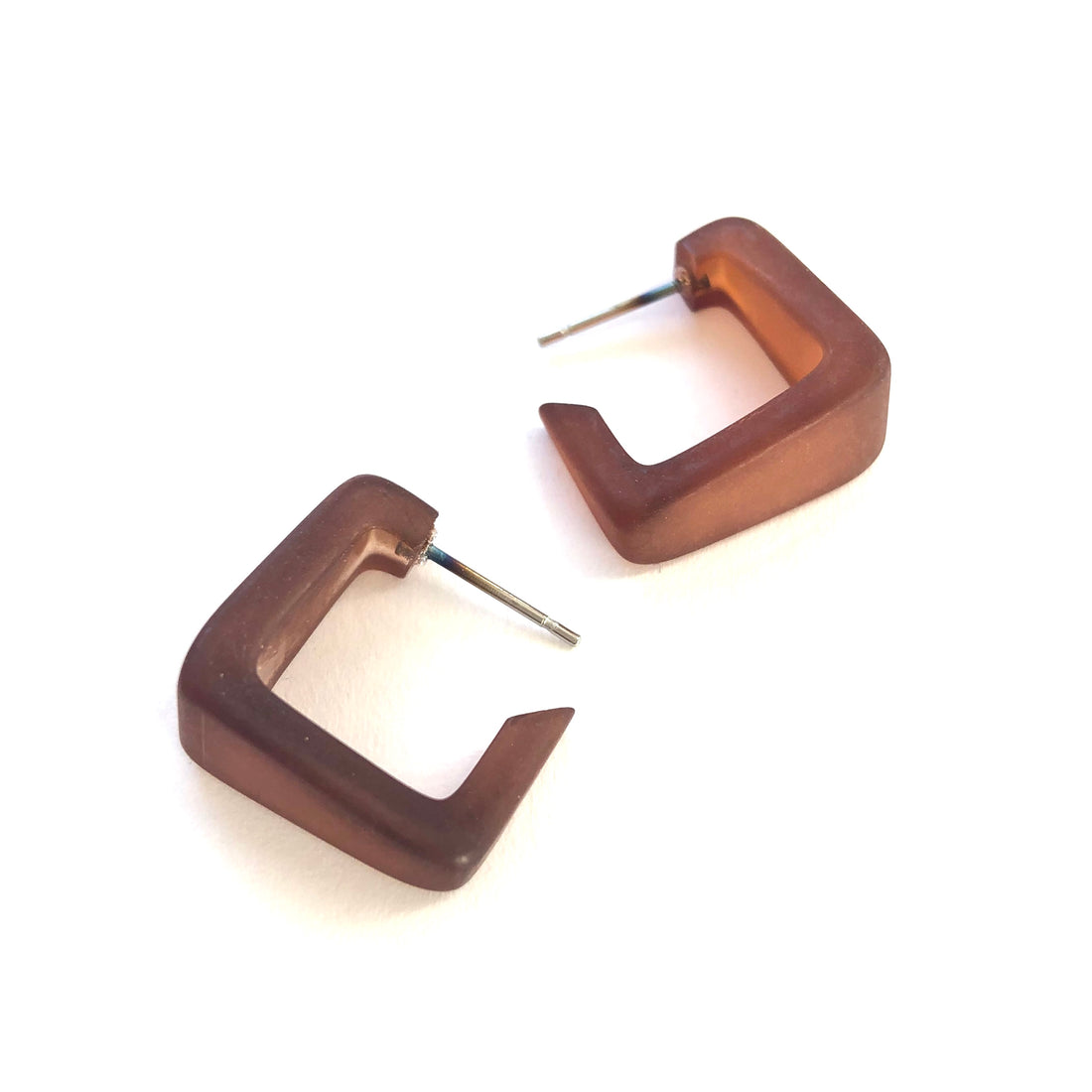 brown square earrings