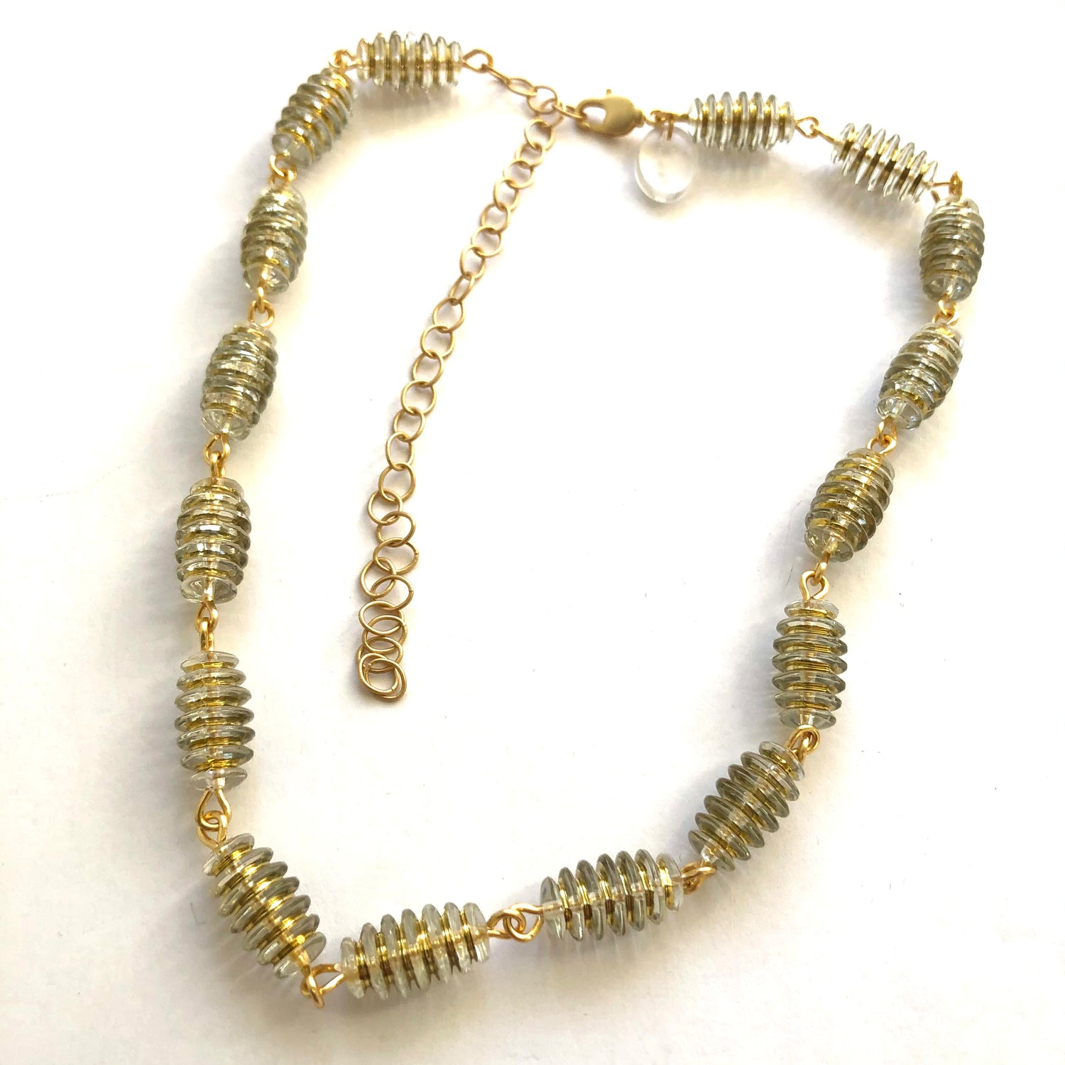 Clear &amp; Gold Spring Beaded Amelia Necklace