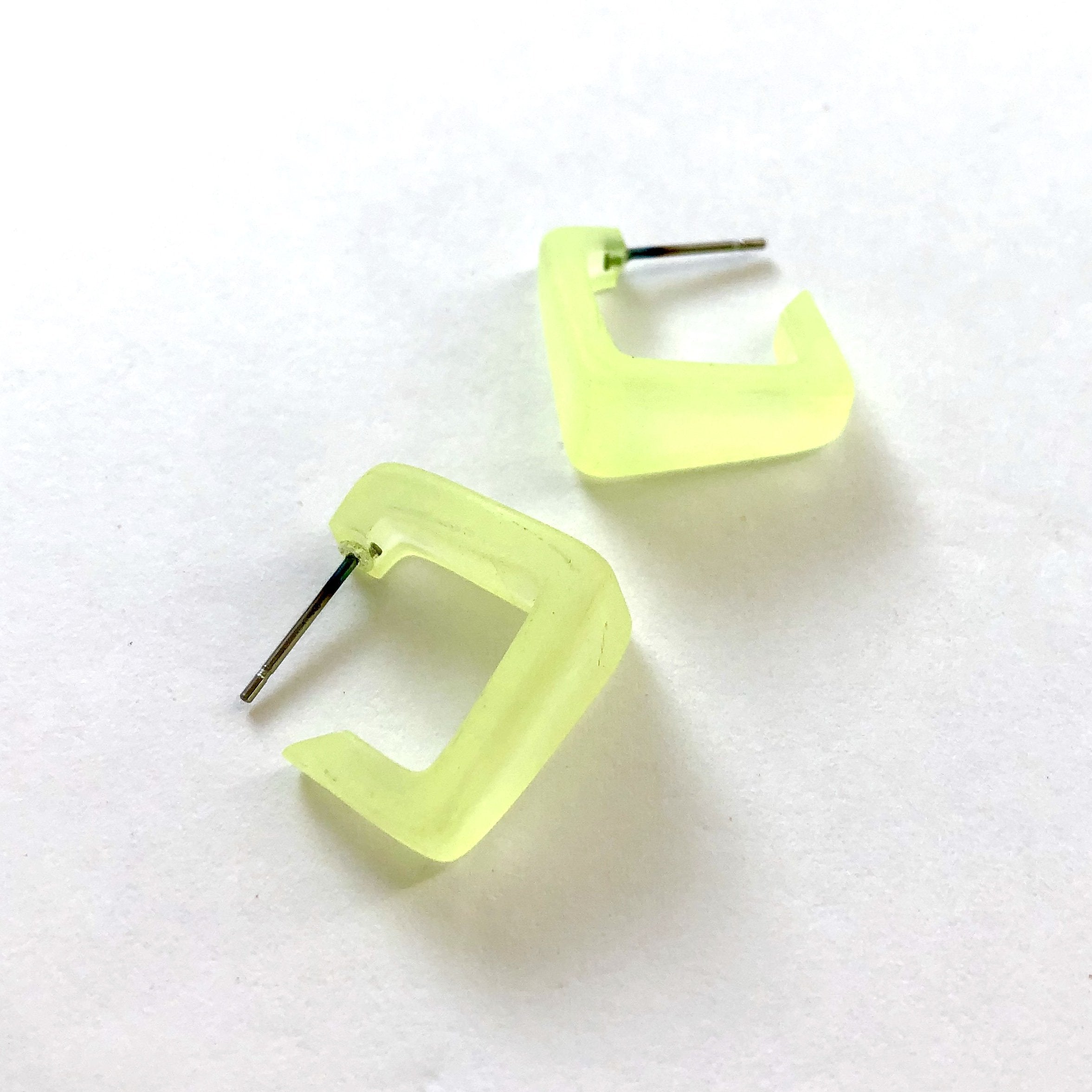neon yellow square hoops