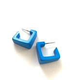 aqua blue geometric earrings