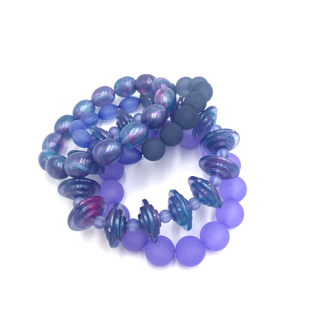 purple blues stack bracelets