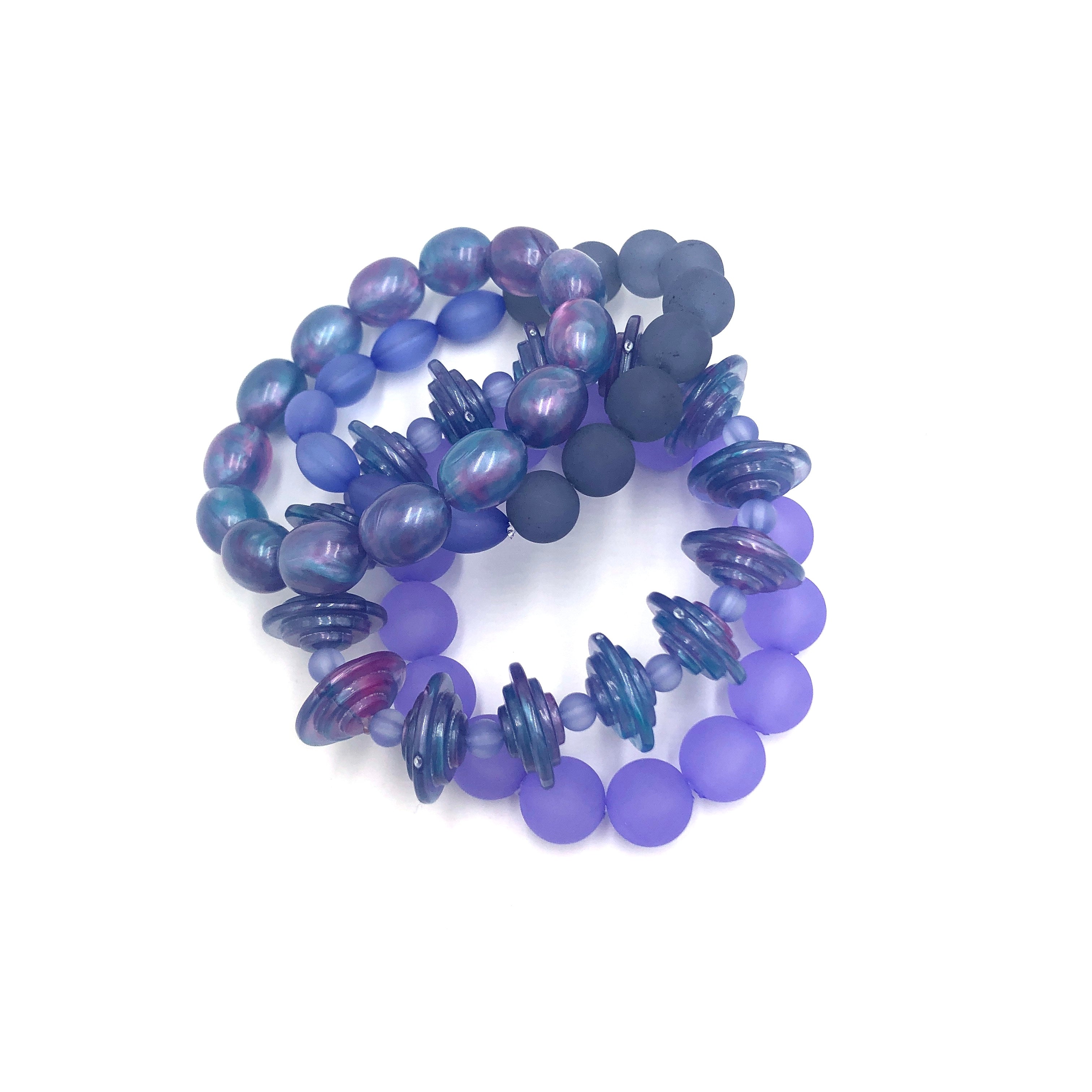 Blues &amp; Lilacs Stack and Stretch Bracelets Set