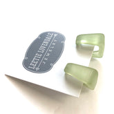 sage green square earrings