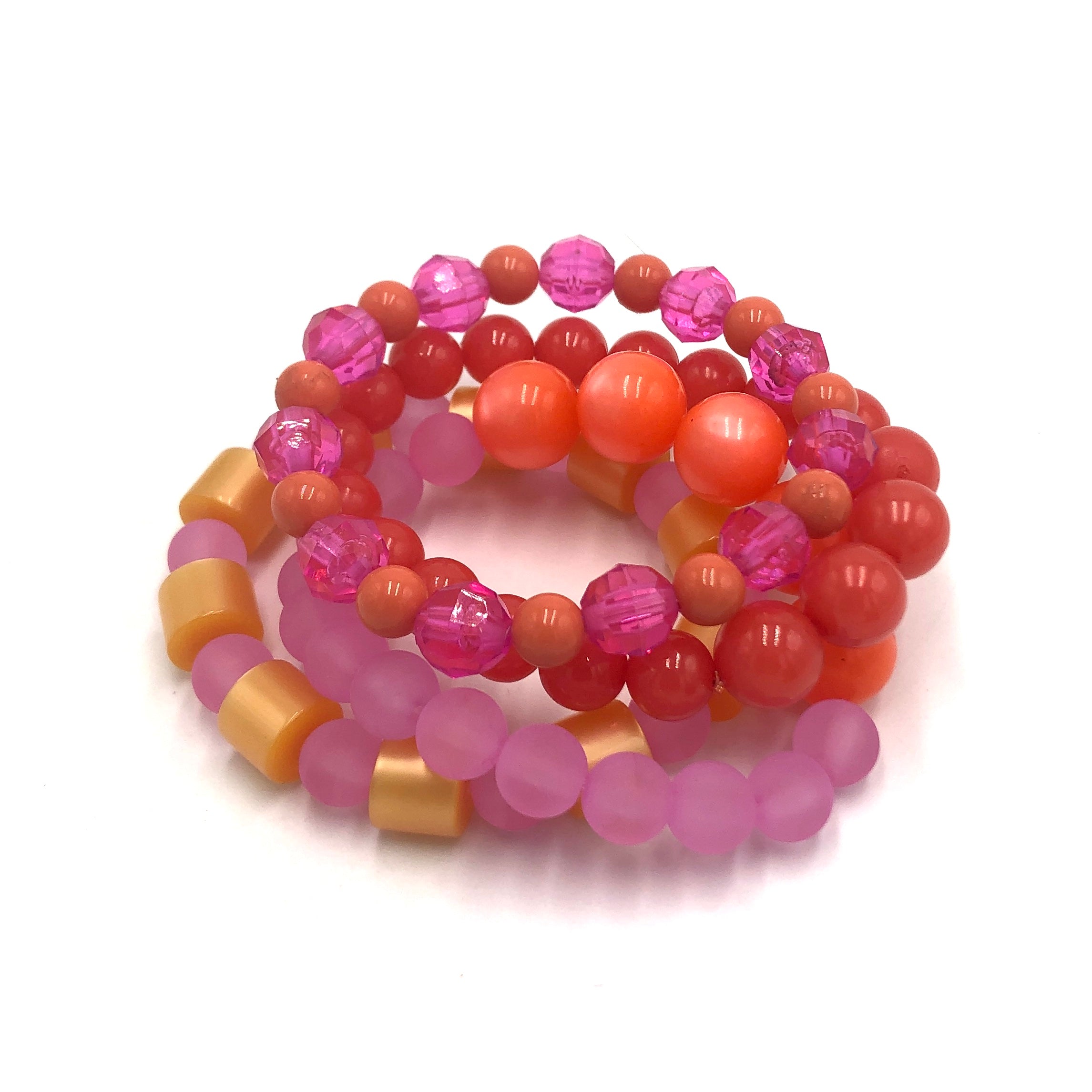 pink and coral stretch bracelets