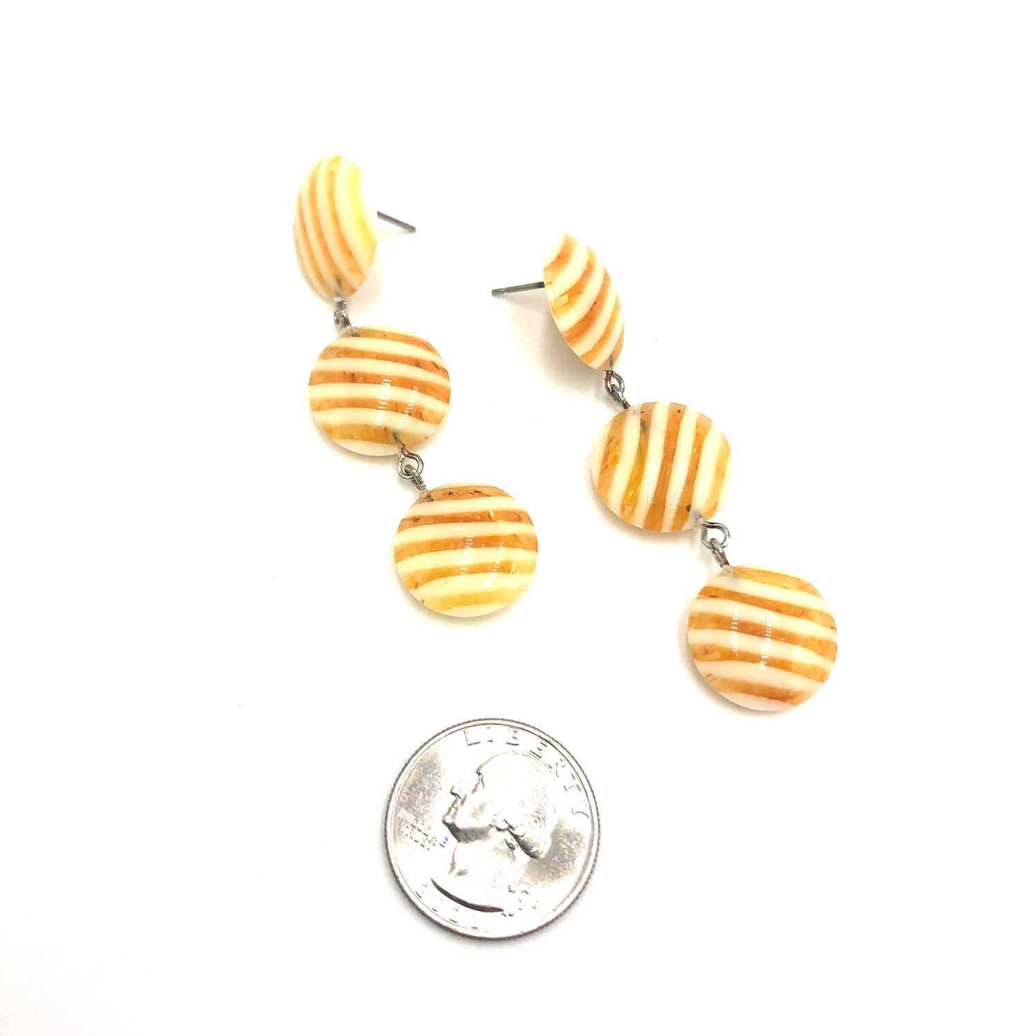 dark yellow and off white earrings