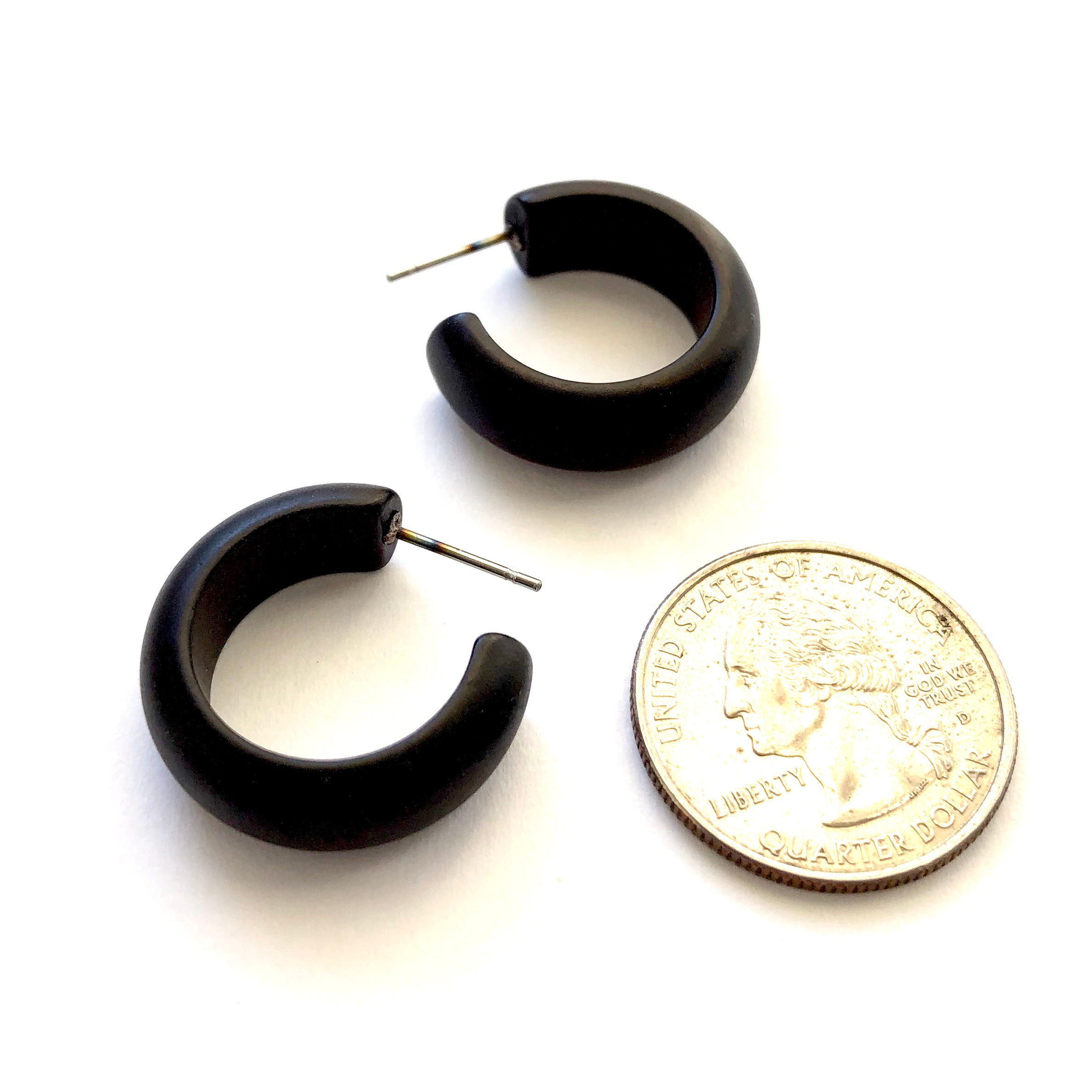Black Matte Small Simple Lucite Hoop Earrings