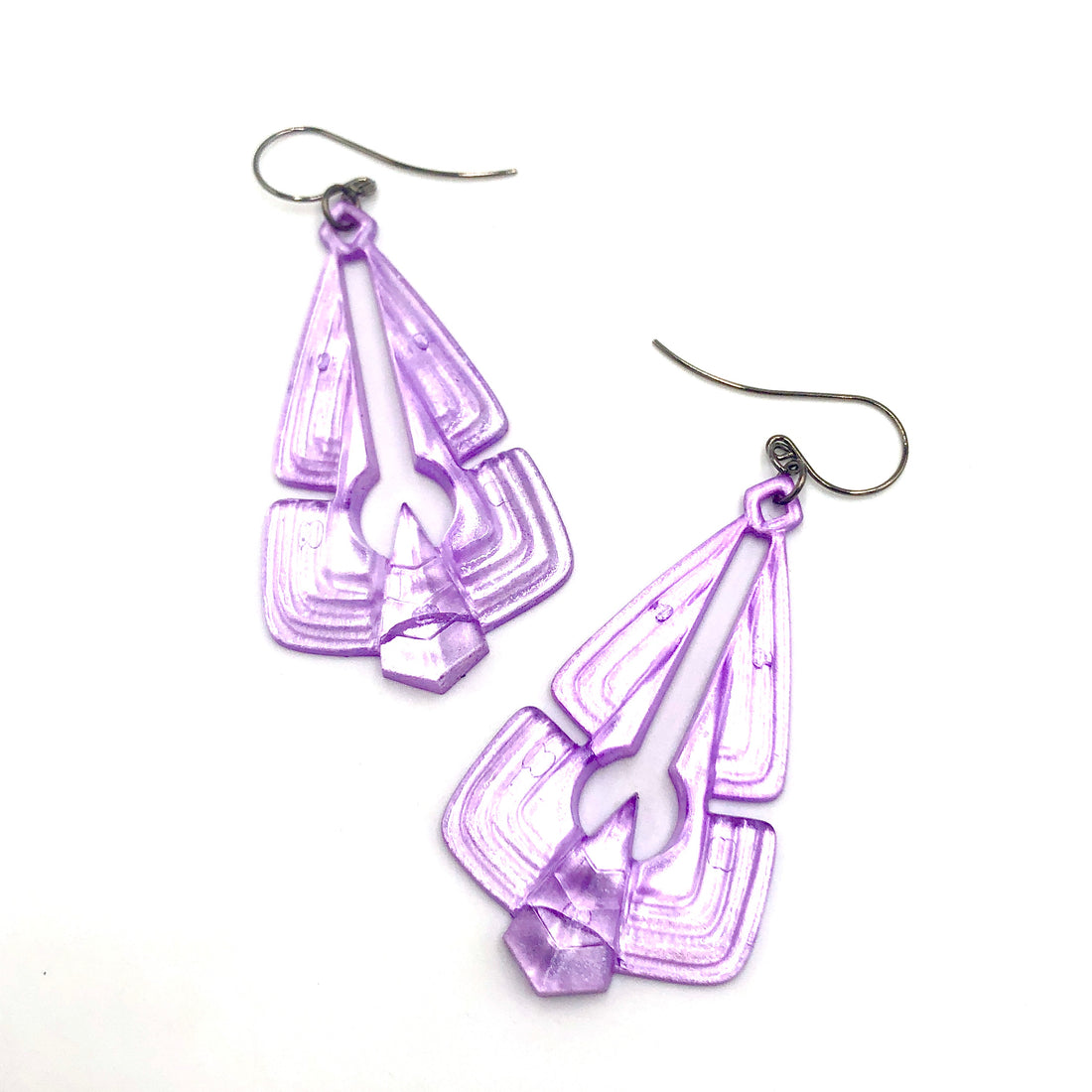 Lilac Glow Triad Earrings