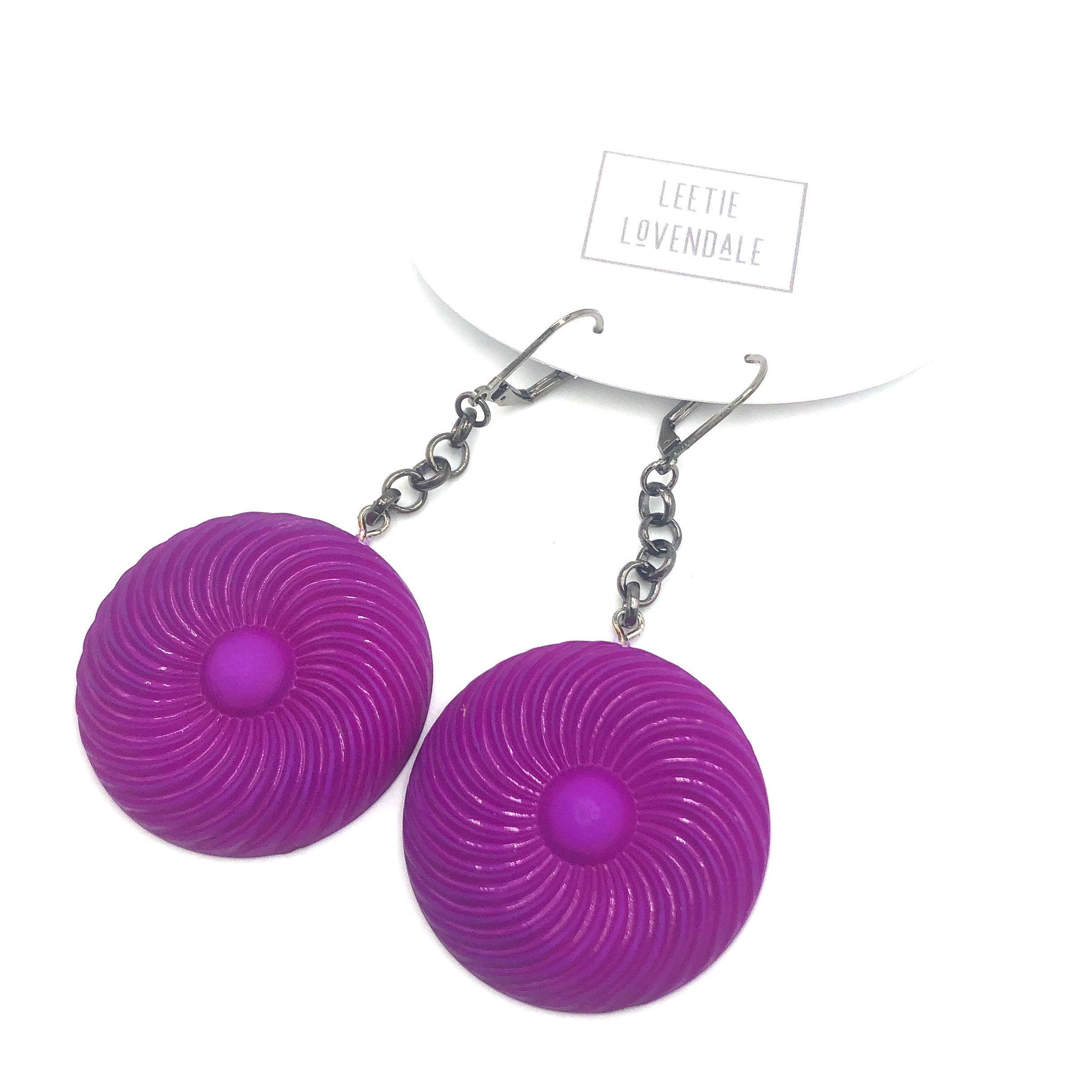 violet pinwheel earrings